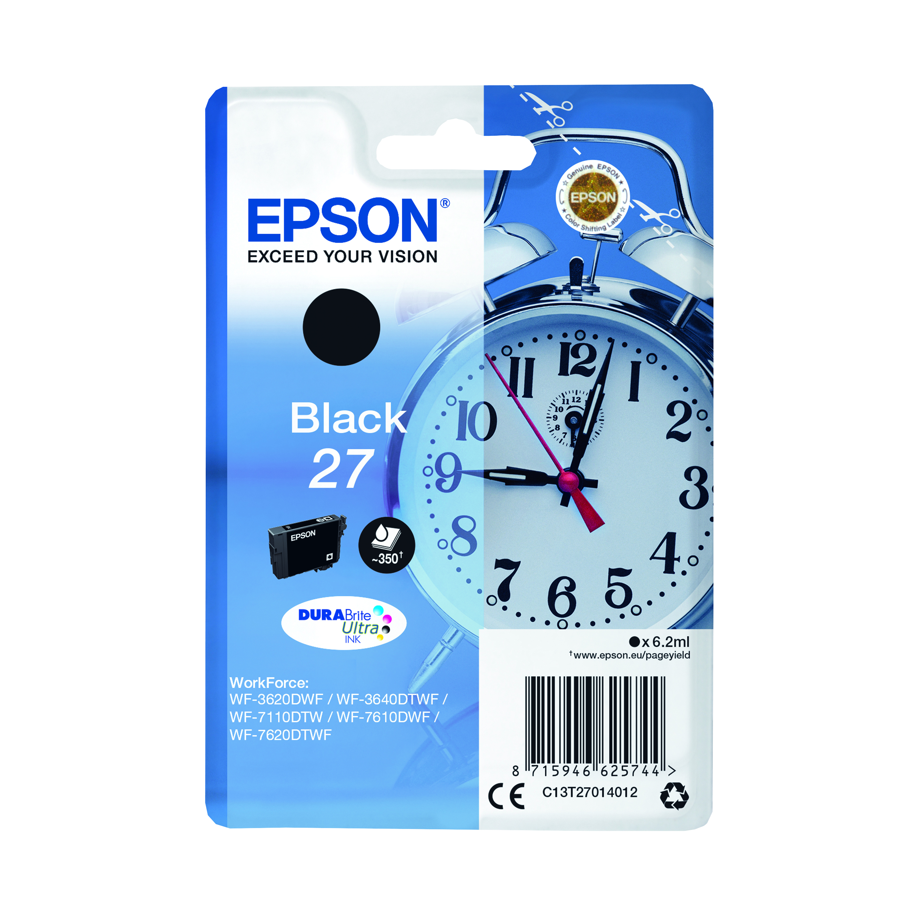 Epson+27+Alarm+Clock+DURABrite+Ultra+Ink+Cartridge+Black+C13T27014012