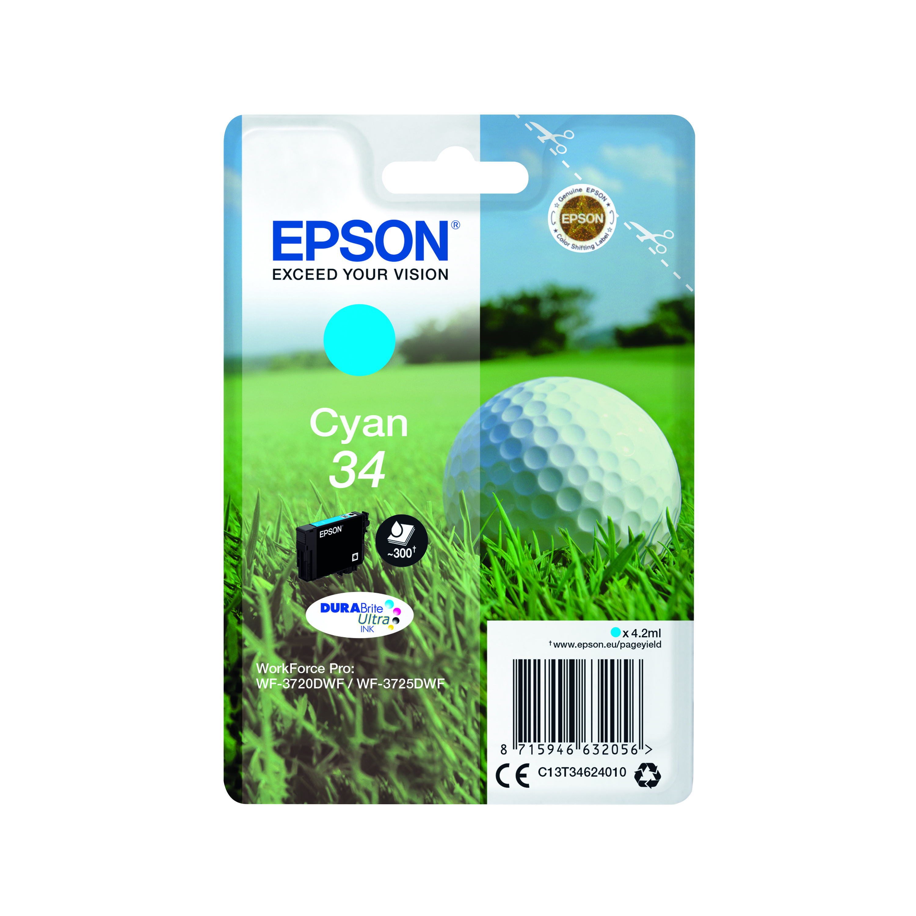 Epson+34+Golf+Ball+DURABrite+Ultra+Ink+Cartridge+Cyan+C13T34624010