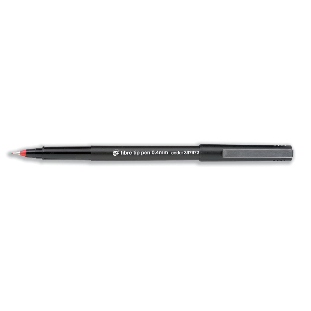 5+Star+Office+Fibre+Tip+Pen+Medium+0.7mm+Tip+0.4mm+Line+Red+%28Pack+of+12%29