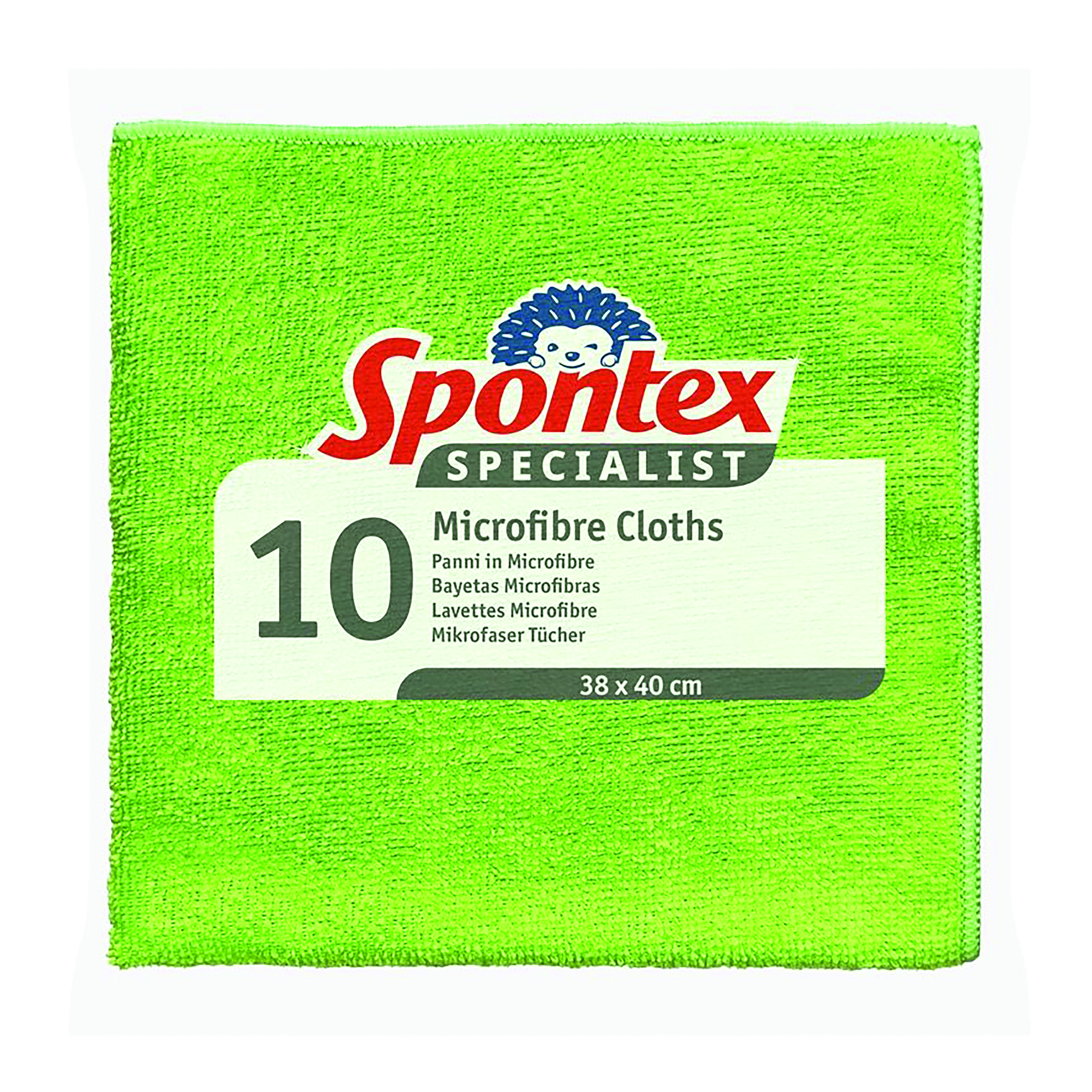 Spontex+Specialist+Microfibre+Cloths+Green+%28Pack+of+10%29+19700240