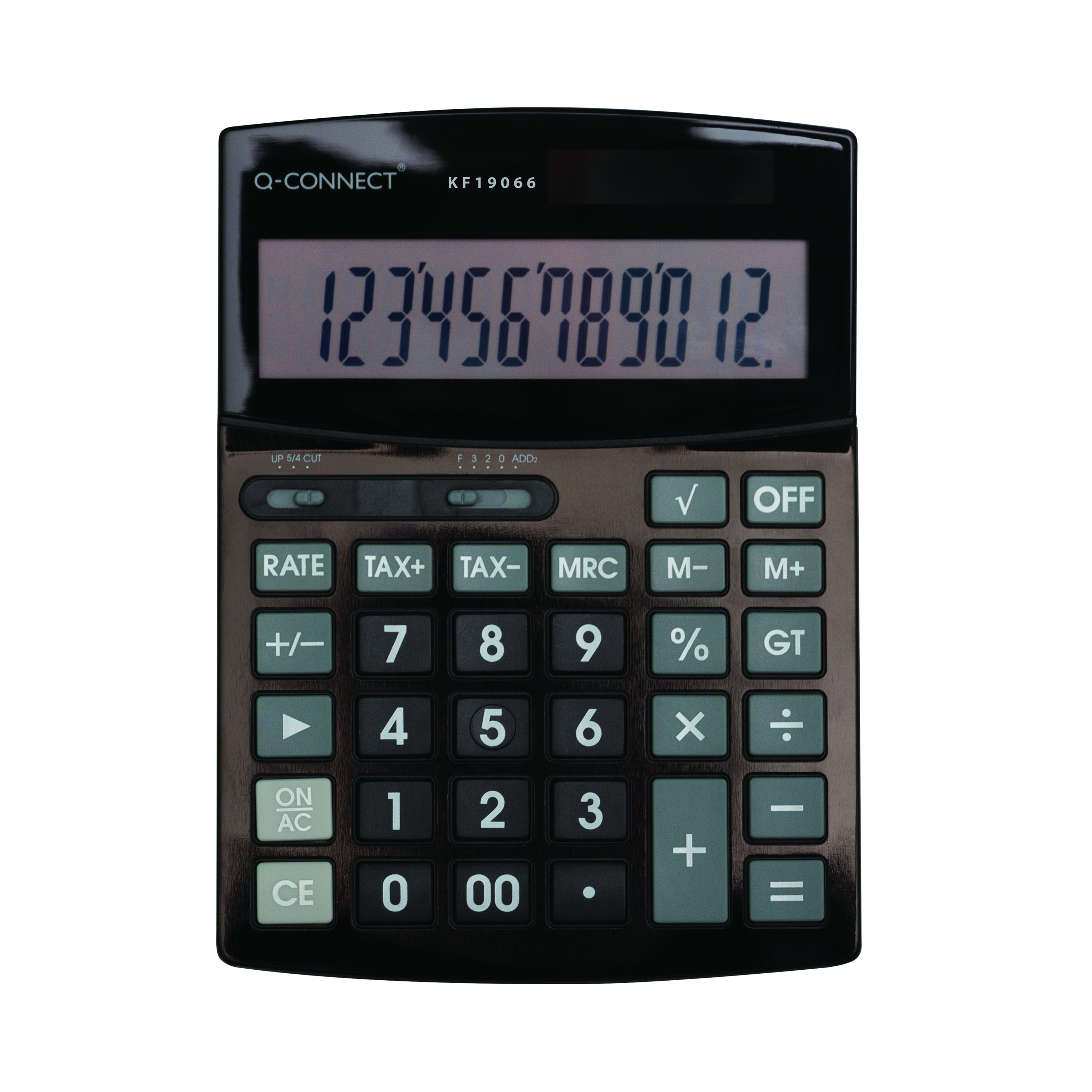 Q-Connect+12+Digit+Business+Table+Top+Calculator+Large+Black+KF19066