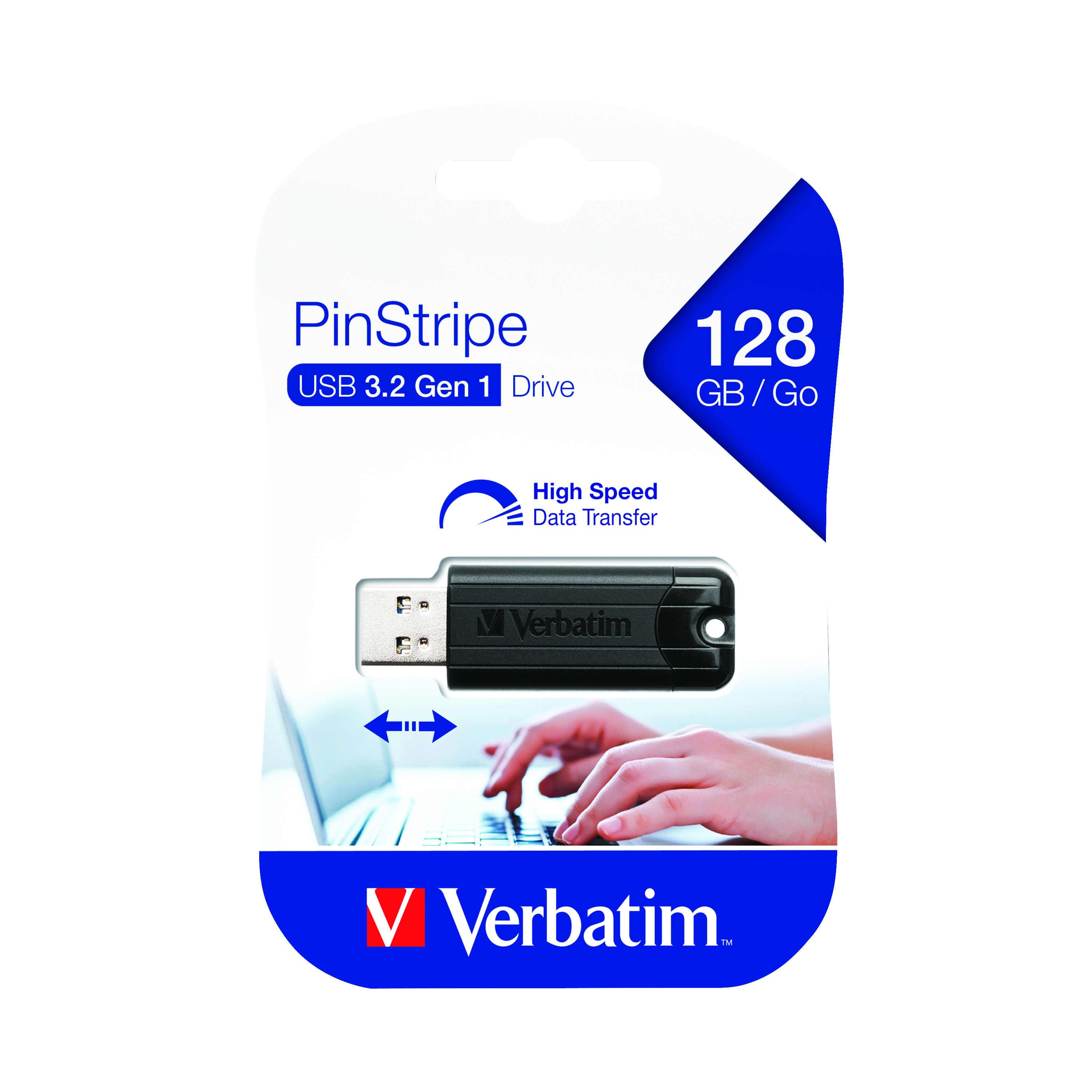 Verbatim+Black+Pinstripe+128GB+USB+3.0+Flash+Drive+49319