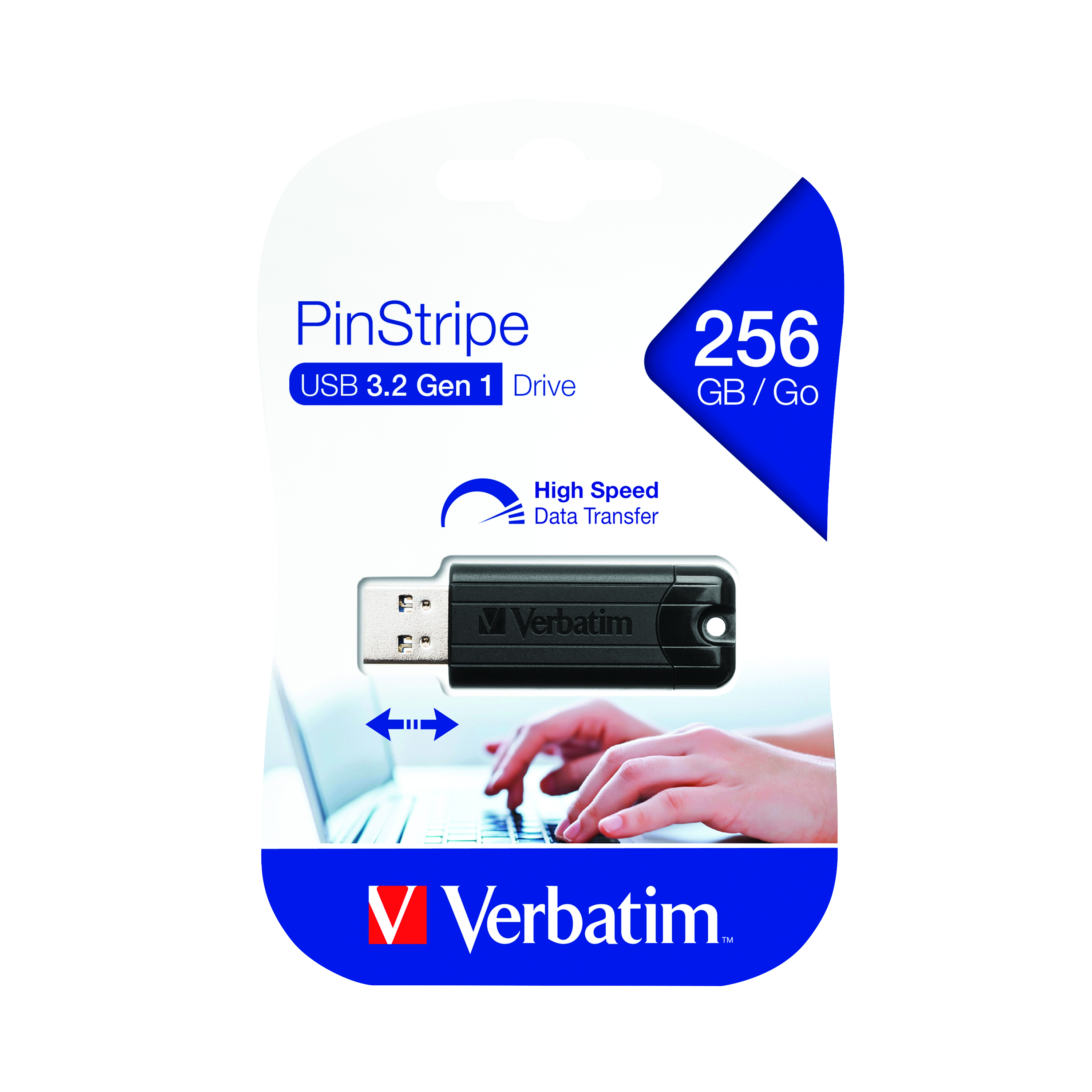 Verbatim+Black+Pinstripe+256GB+USB+3.0+Flash+Drive+49320