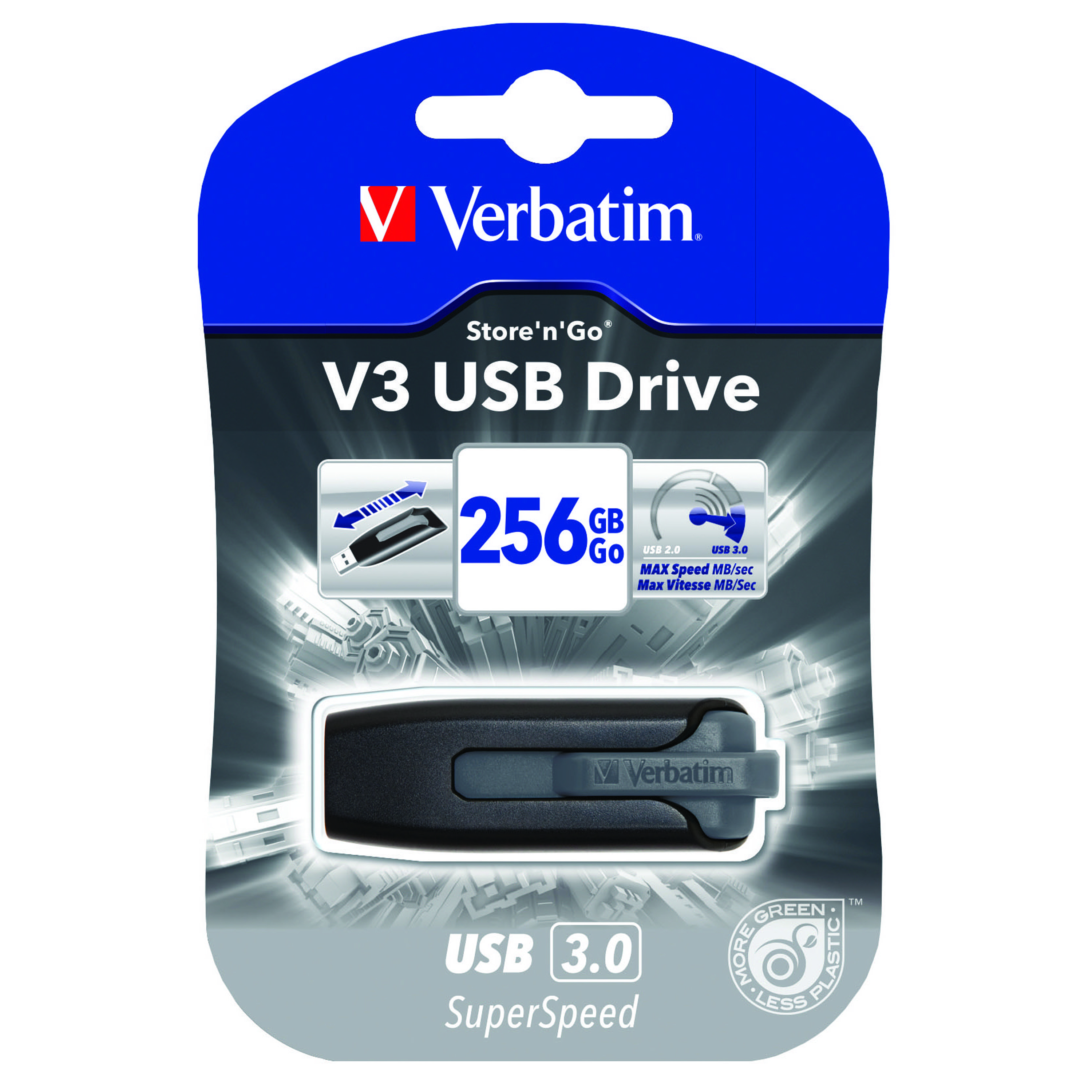 Verbatim+Store+n+Go+V3+USB+3.0+Flash+Drive+256GB+Black+49168