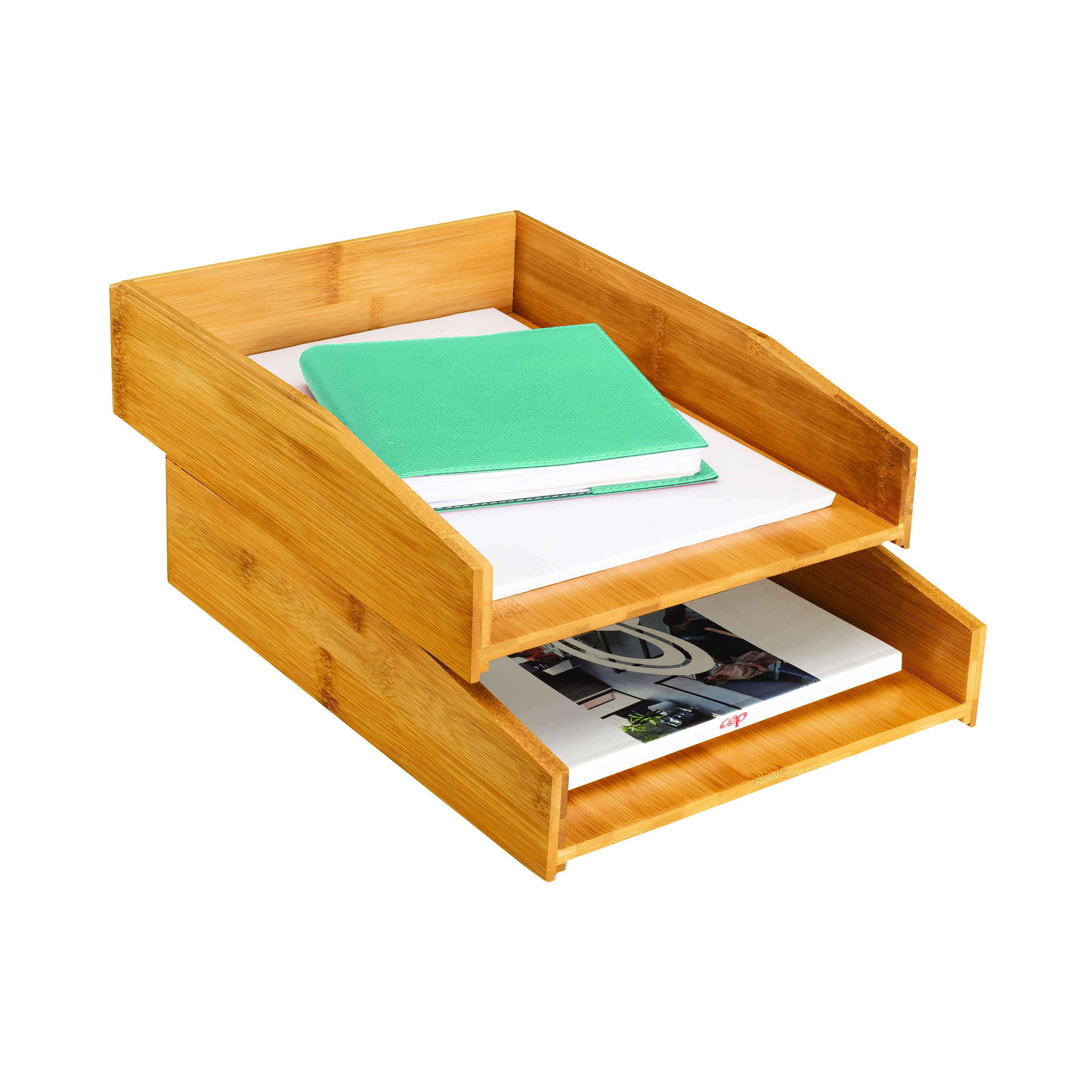 CEP+Silva+Bamboo+Letter+Tray+Woodgrain+%28Pack+of+2%29+2240010301