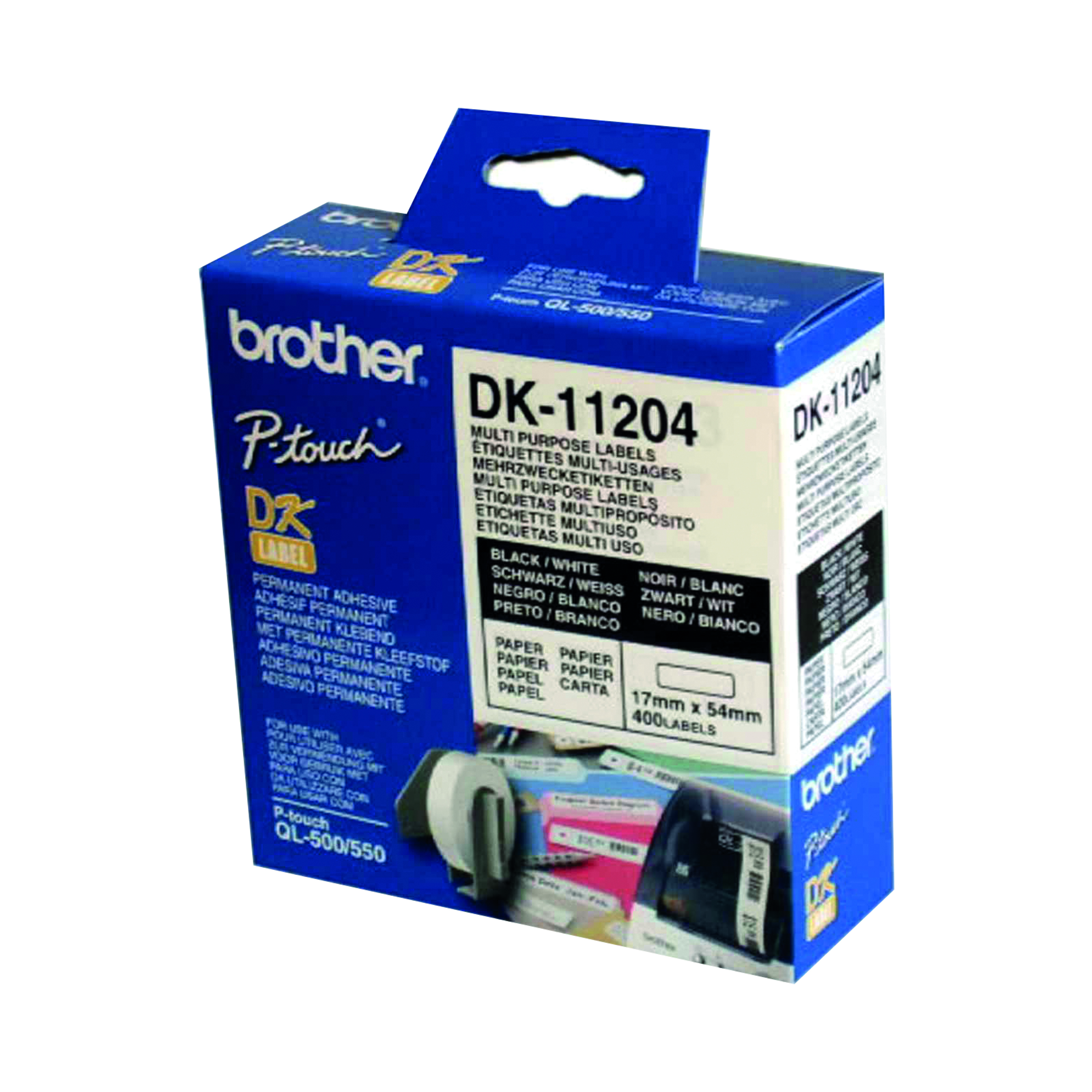 Brother+Black+on+White+Paper+Multi+Purpose+Labels+%28Pack+of+400%29+DK11204