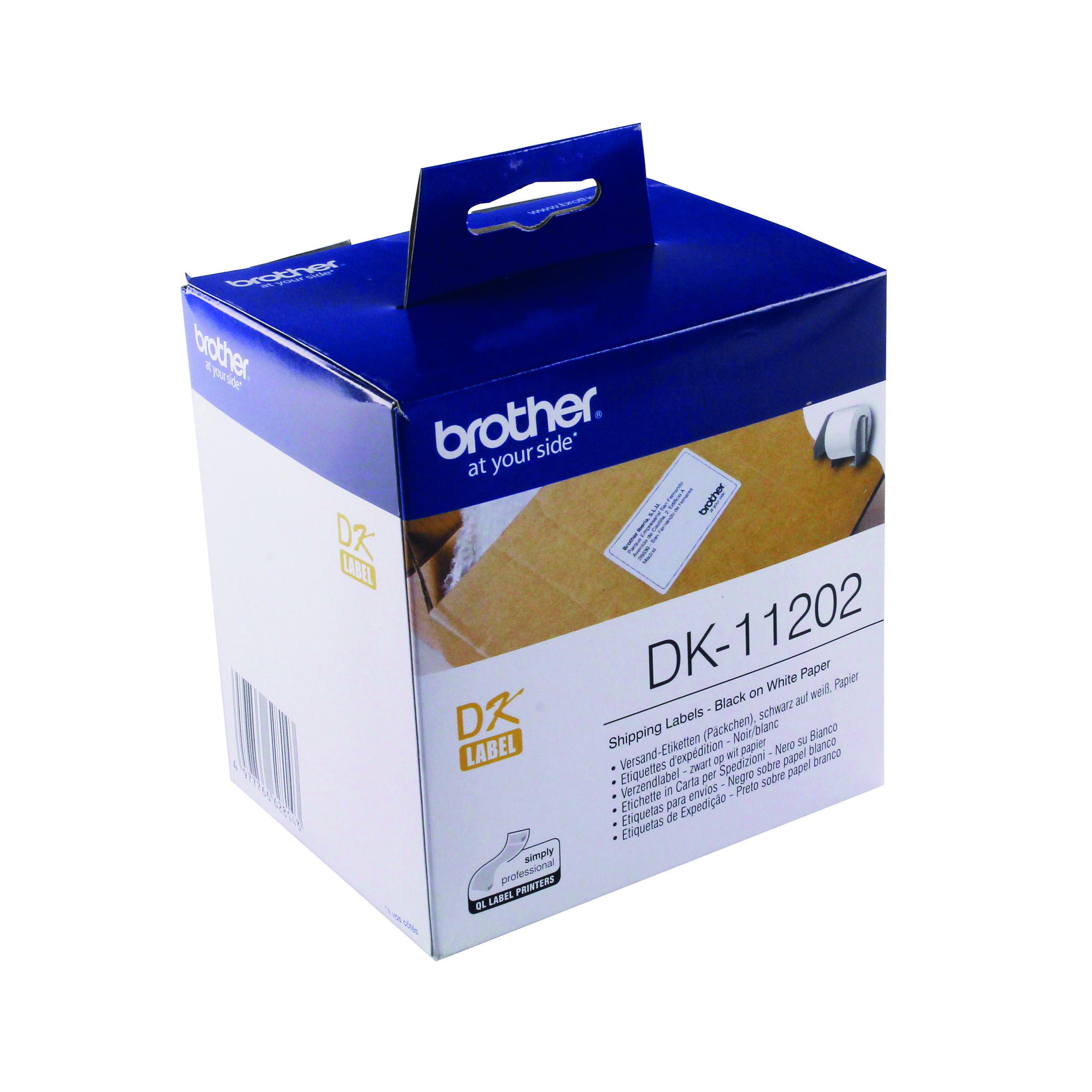 Brother+Black+on+White+Paper+Shipping+Labels+%28Pack+of+300%29+DK11202