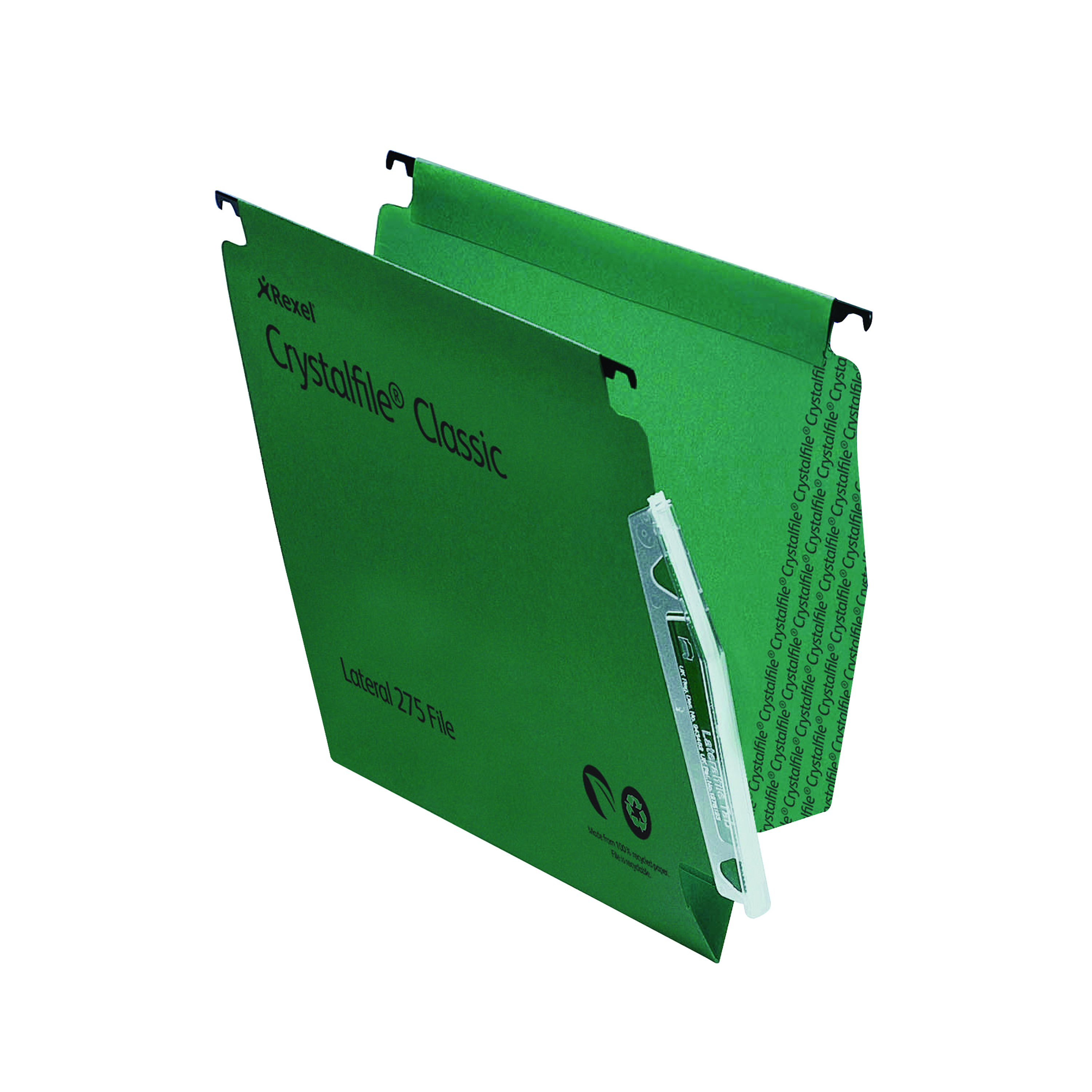 Rexel+CrystalFile+Classic+15mm+Lateral+File+Green+%28Pack+of+50%29+78652