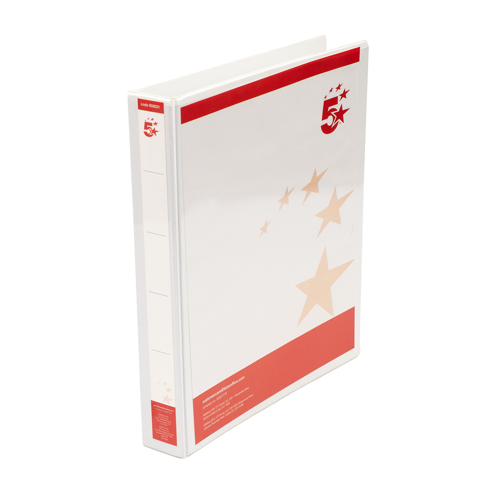 5+Star+Office+A4+Presentation+RBnd+Polypropylene+25mm+2D-Ring+White+%28Pack+of+10%29