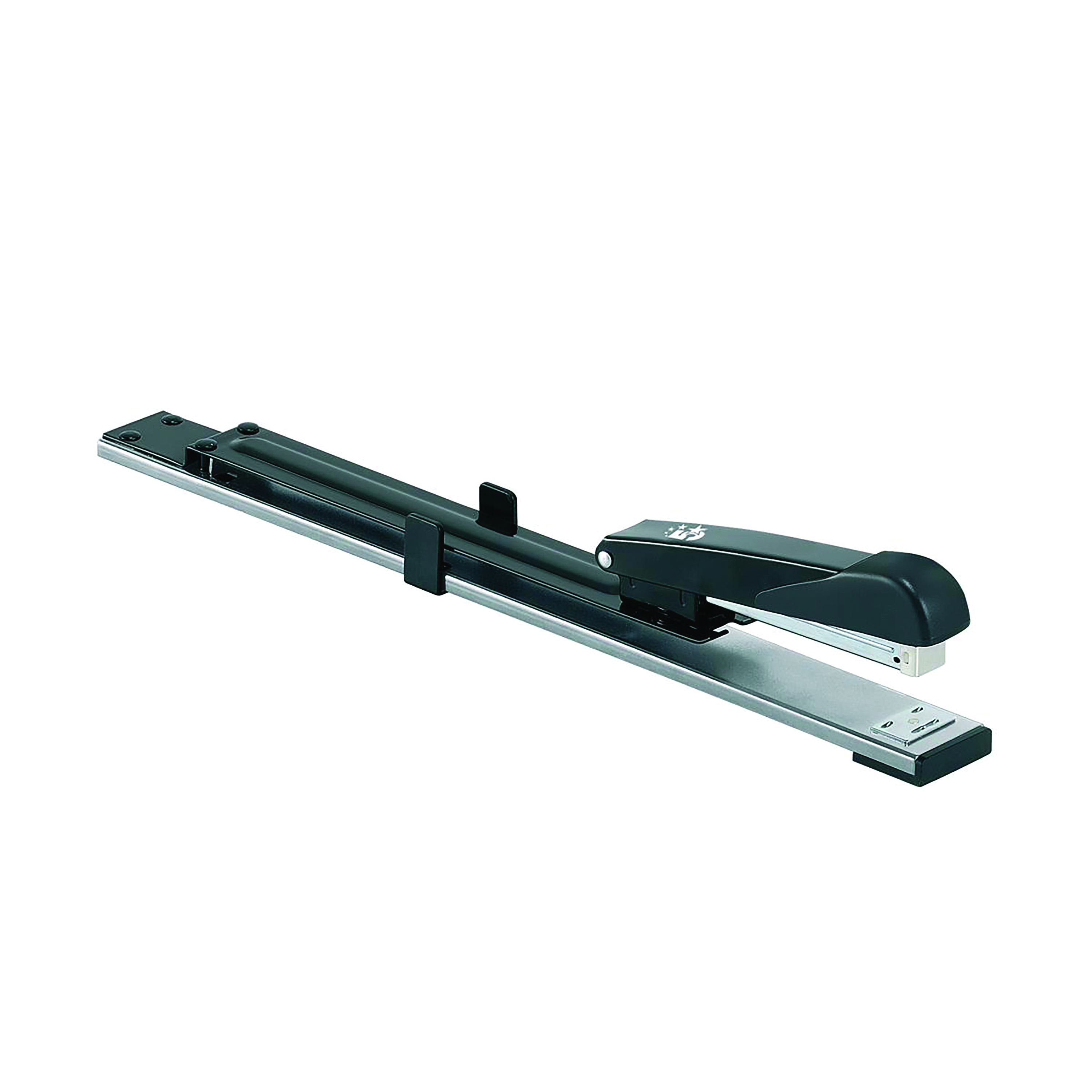 5+Star+Full+Strip+Stapler+Long+Arm+Capacity+20+Sheets+300mm+Reach+Metal+Top+and+Base+Black+918656