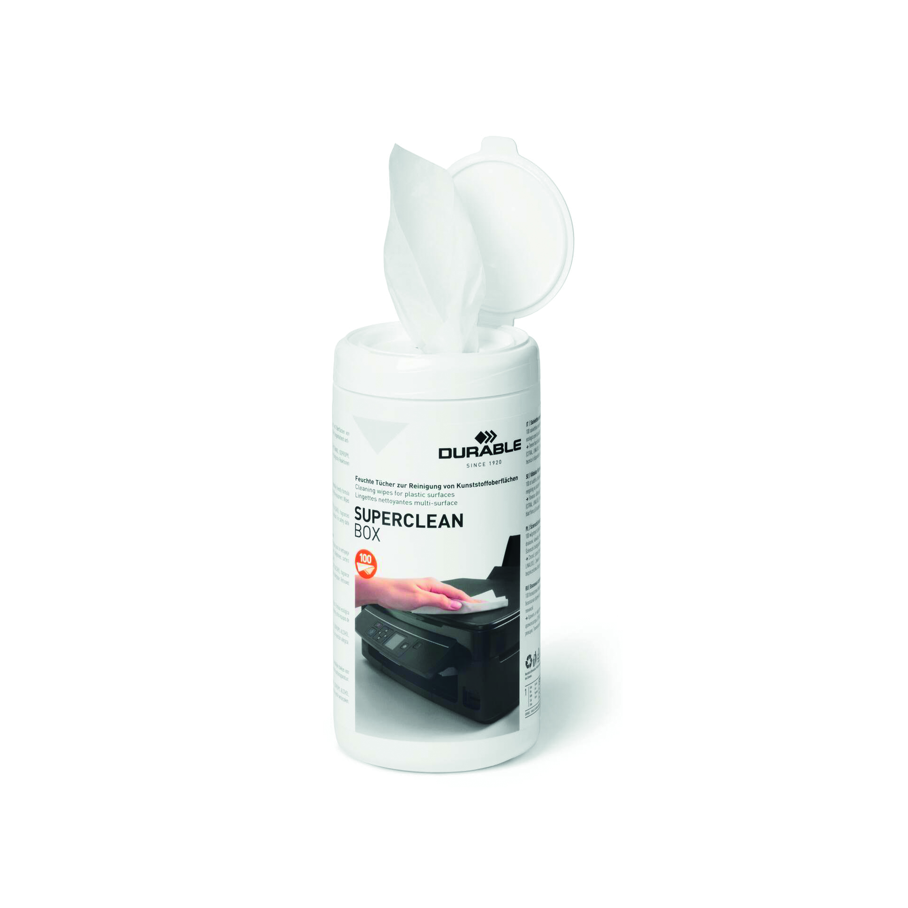 Durable+Superclean+Box+Cleaning+Wipes+for+Plastic+Surfaces+%28Pack+of+100%29+570802