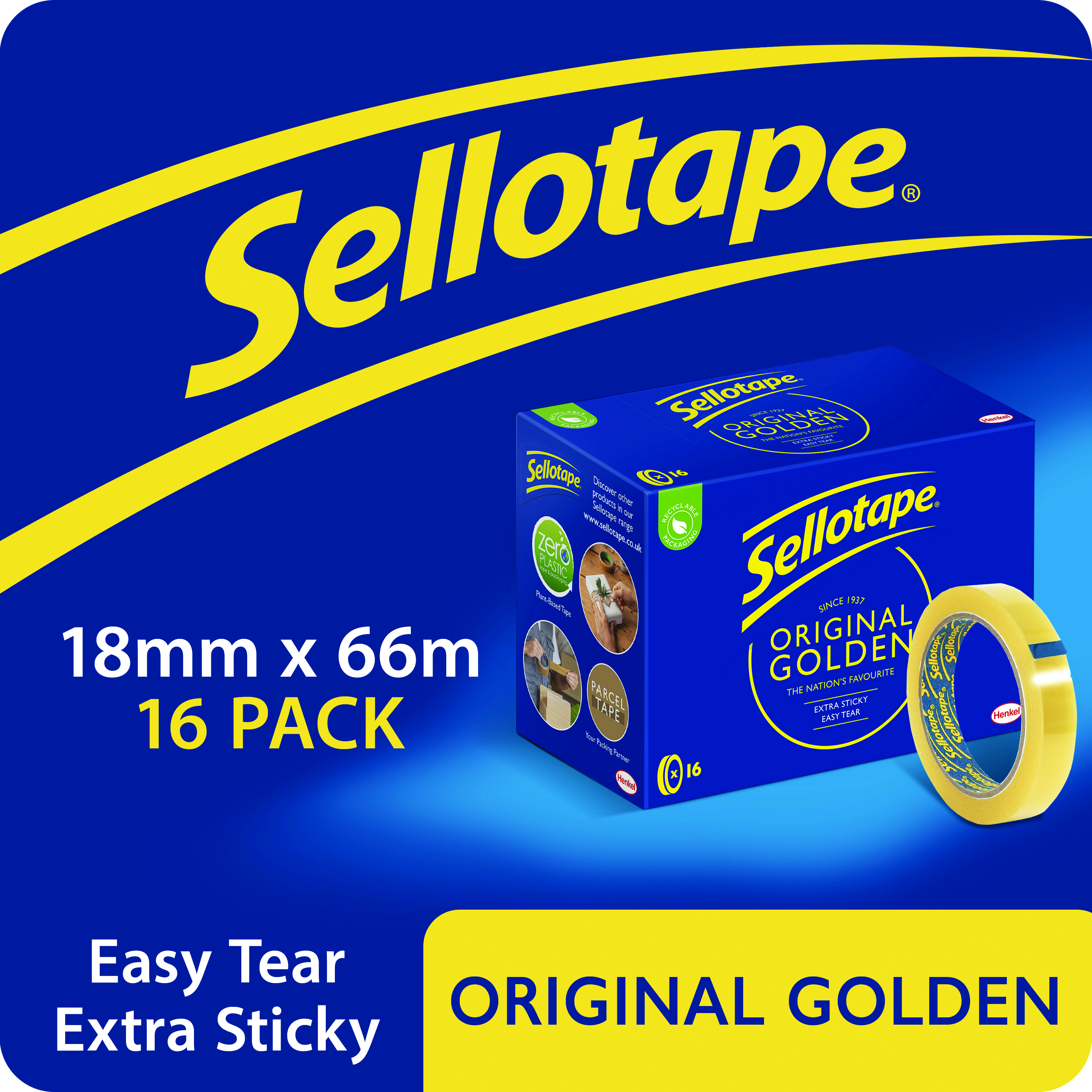 Sellotape+Original+Golden+Tape+18mmx66m+%2816+Pack%29+1443252