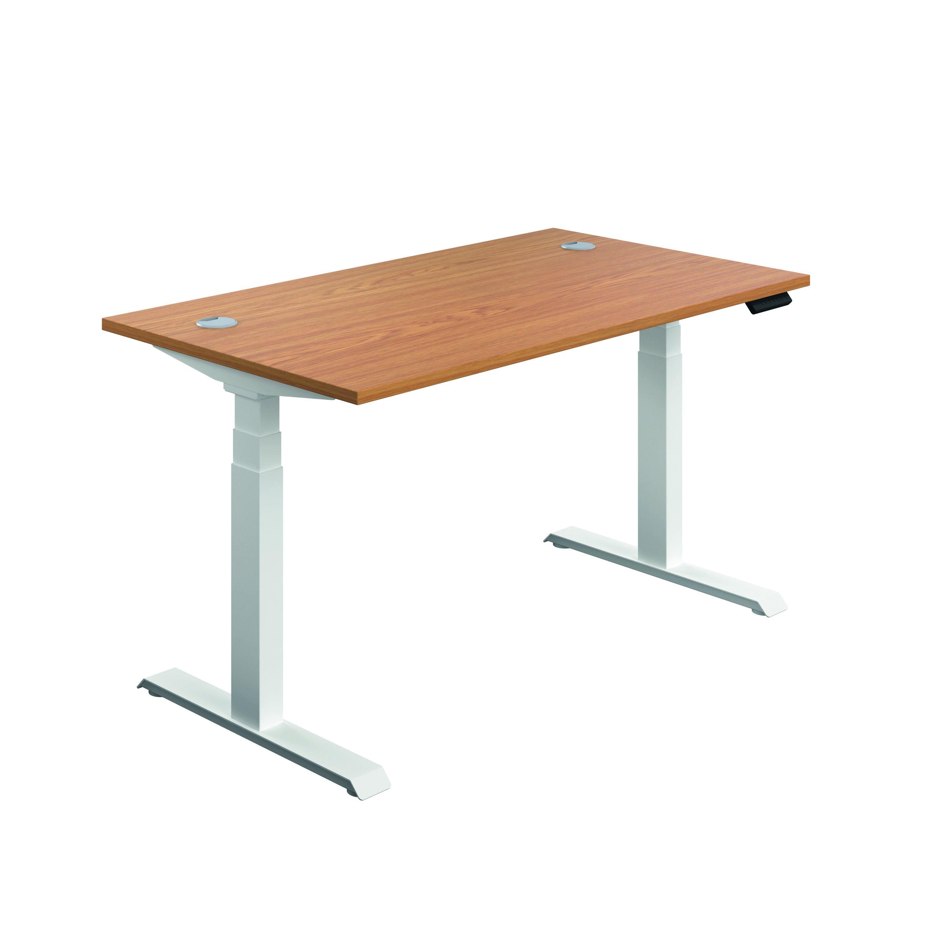 Jemini+Sit%2FStand+Desk+with+Cable+Ports+1400x800x630-1290mm+Nova+Oak%2FWhite+KF809906