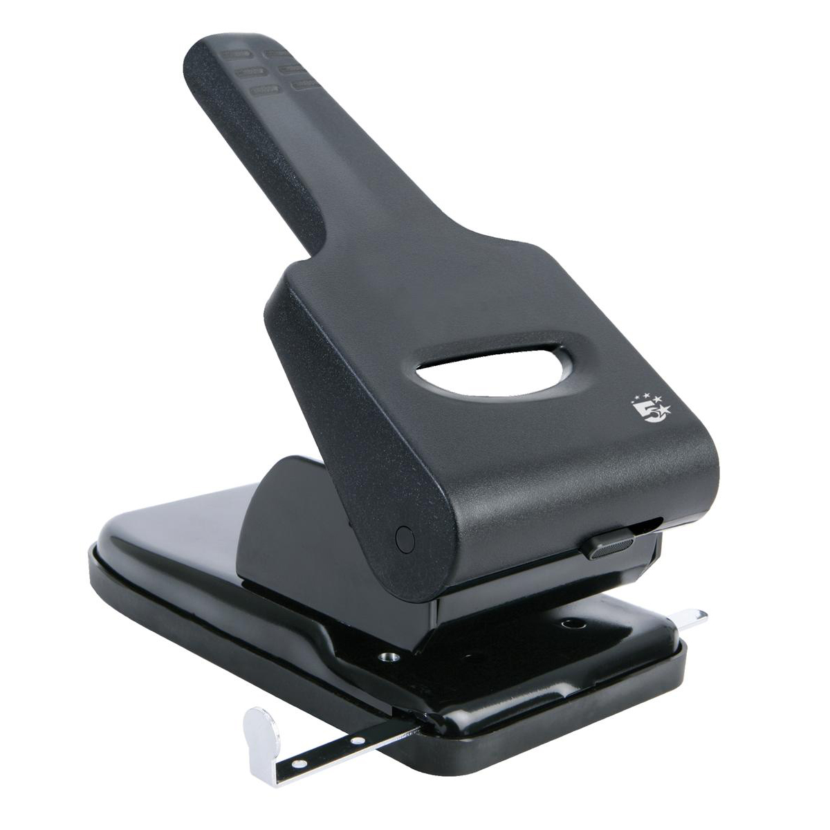 5+Star+Office+Punch+Heavy+Duty+2+Hole+Metal+with+Plastic+Base+Capacity+65x80gsm+Black