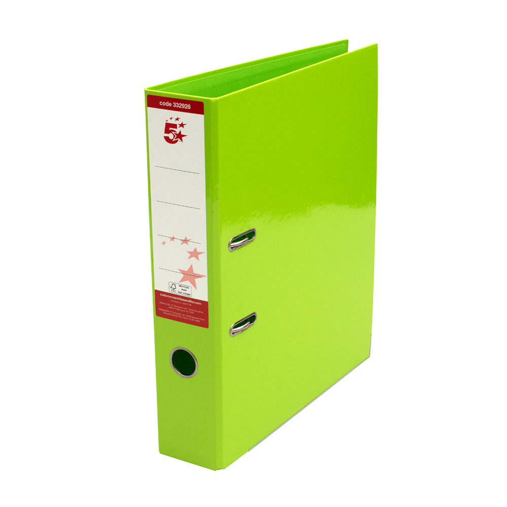 5+Star+Office+Lever+Arch+File+Foolscap+Green+%28Pack+of+10%29