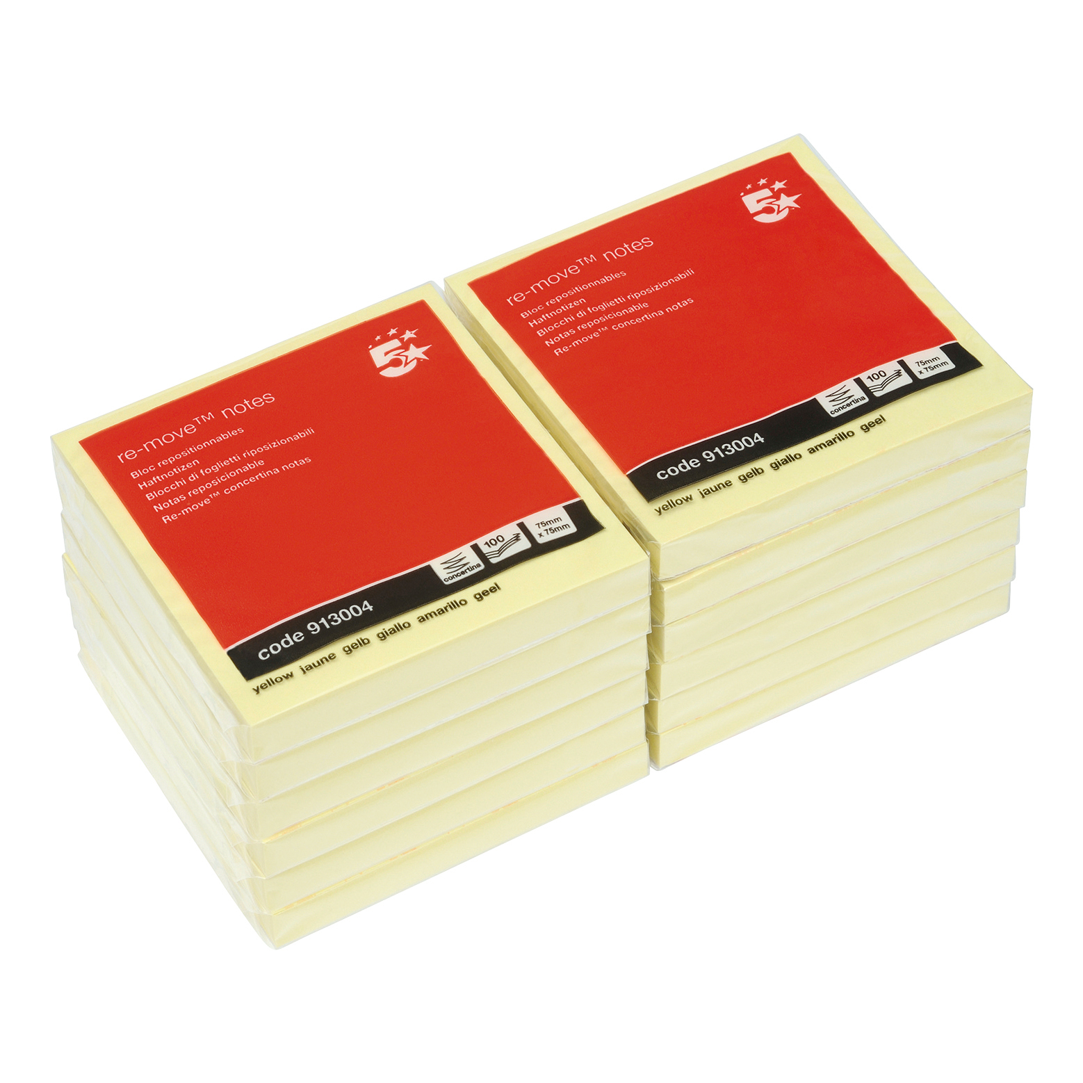 5+Star+Sticky+Notes+Removable+Concertina+Pad+Yellow+%28Pack+of+12%29+913004