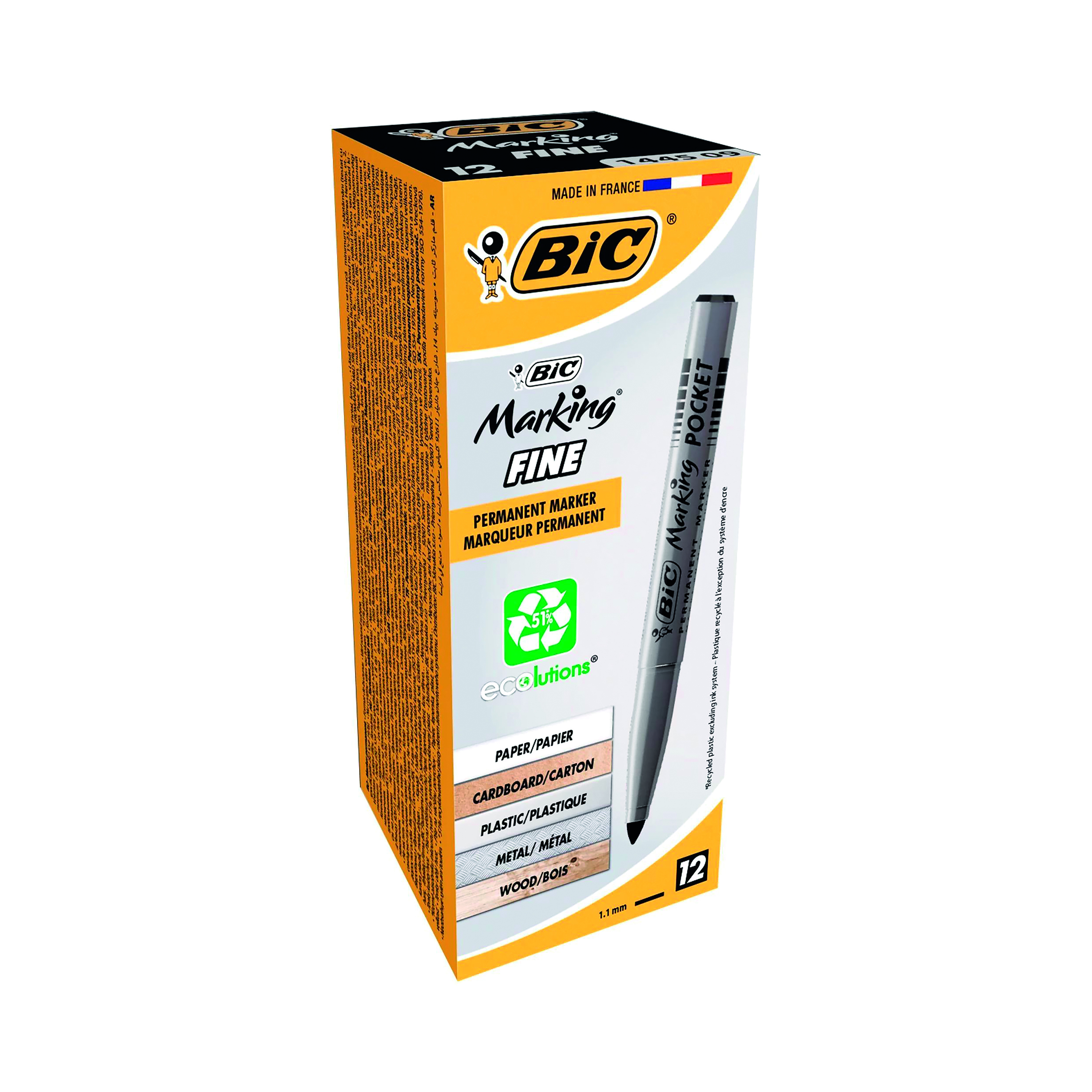 Bic+Pocket+Permanent+Marker+Bullet+Tip+Black+%2812+Pack%29+8209021
