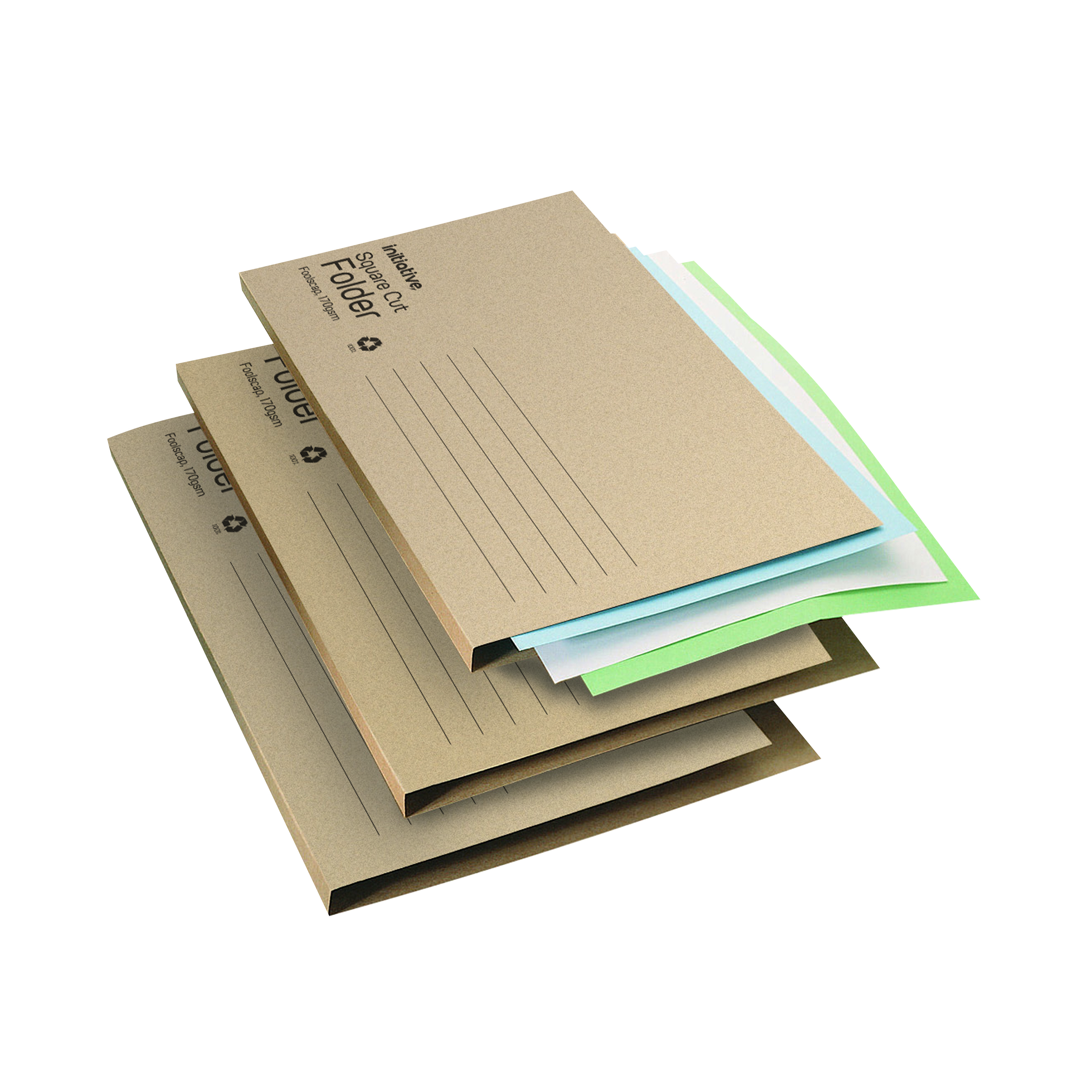 Initiative+Economy+Kraft+Square+Cut+Folders+170gsm+Foolscap+Buff+%28100+Pack%29