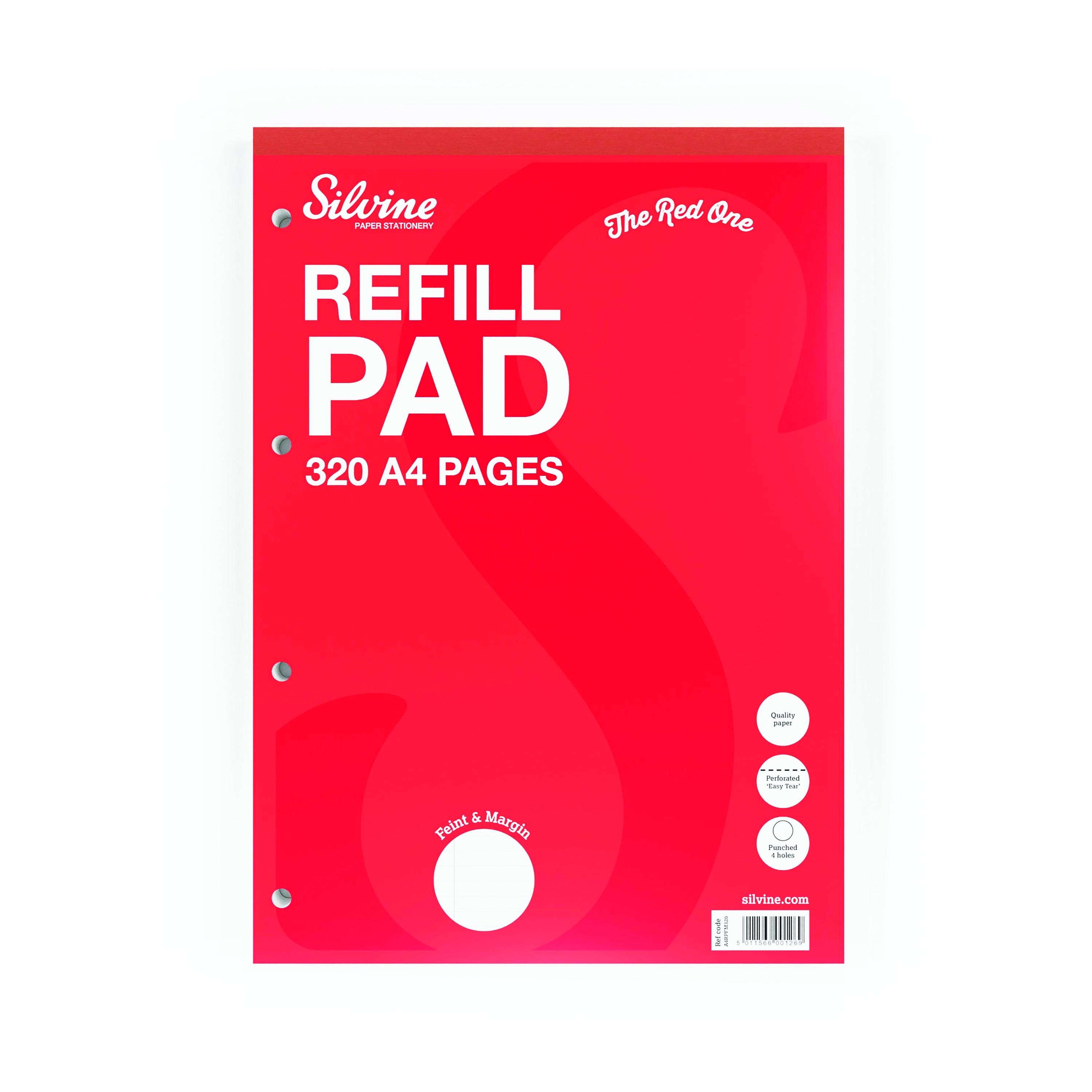 Silvine+Refill+Pad+320+Pages+Ruled+with+Margin+Perforated+Punched+4+Holes+A4+%28Pack+of+3%29+A4RPFM320