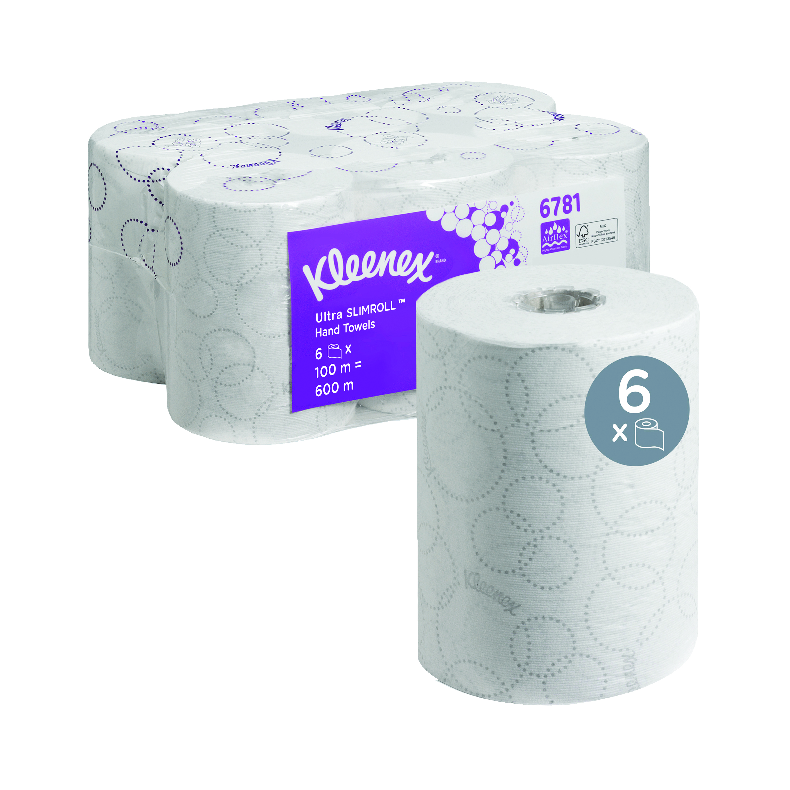 Kleenex+Ultra+Slimroll+Hand+Towel+Roll+White+100m+%28Pack+of+6%29+6781