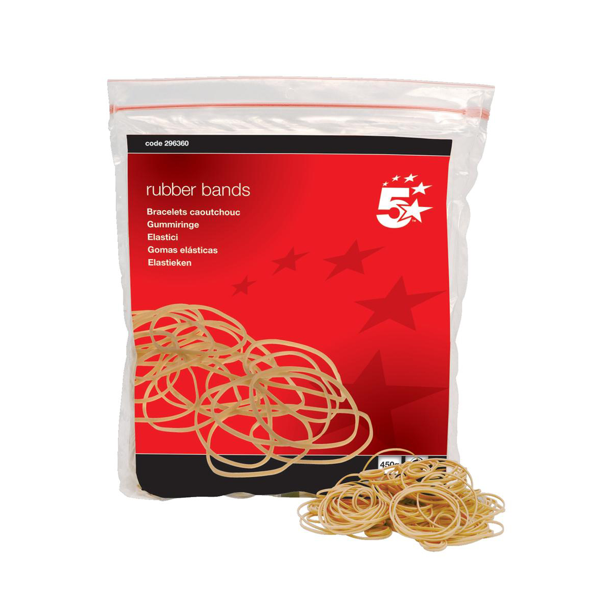5+Star+Office+Rubber+Bands+No16+63x1.5mm+Approx+2000+Bands+454g+Bag
