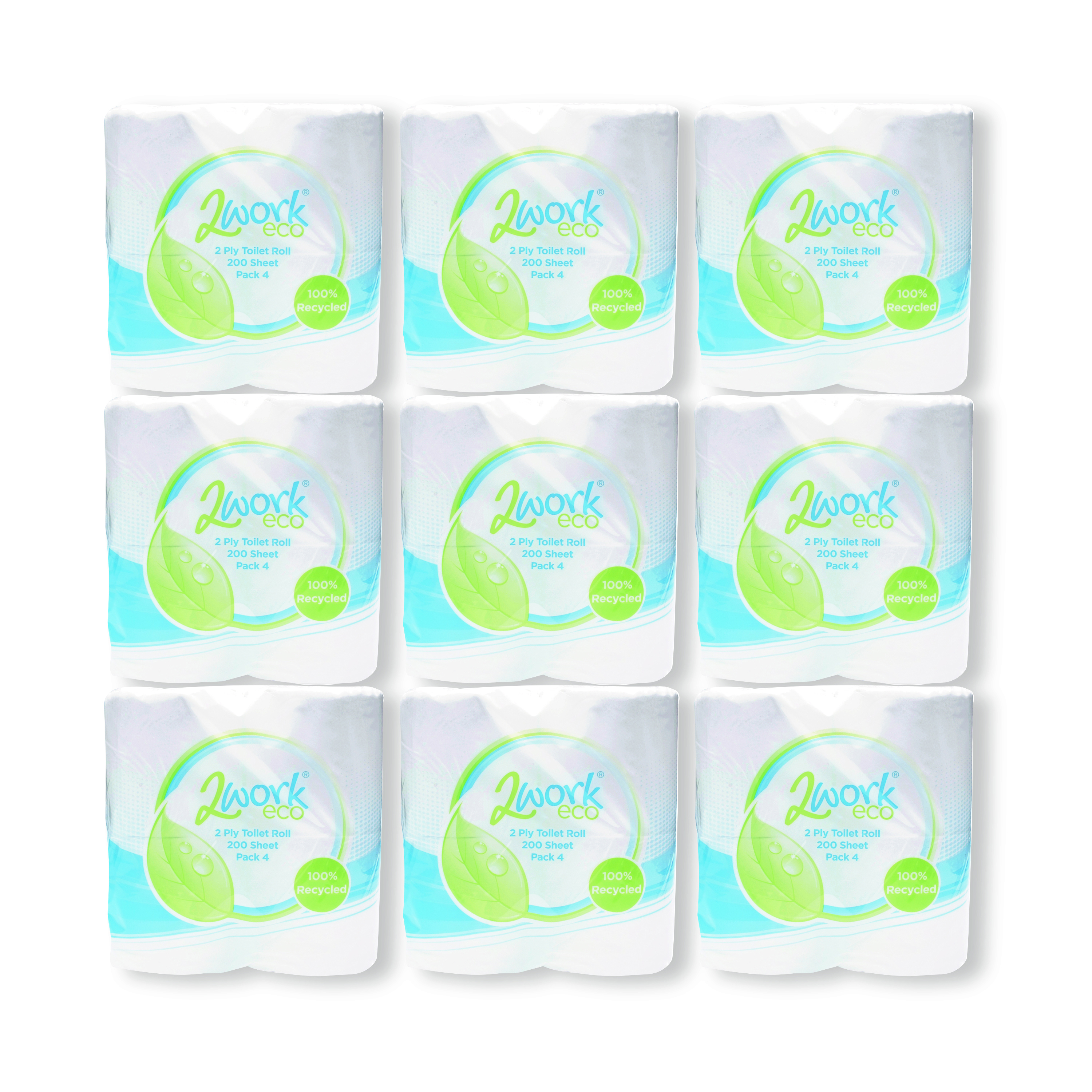 2Work+Recycled+Toilet+Roll+2-Ply+200+Sheets+%28Pack+of+36%29+KF03809