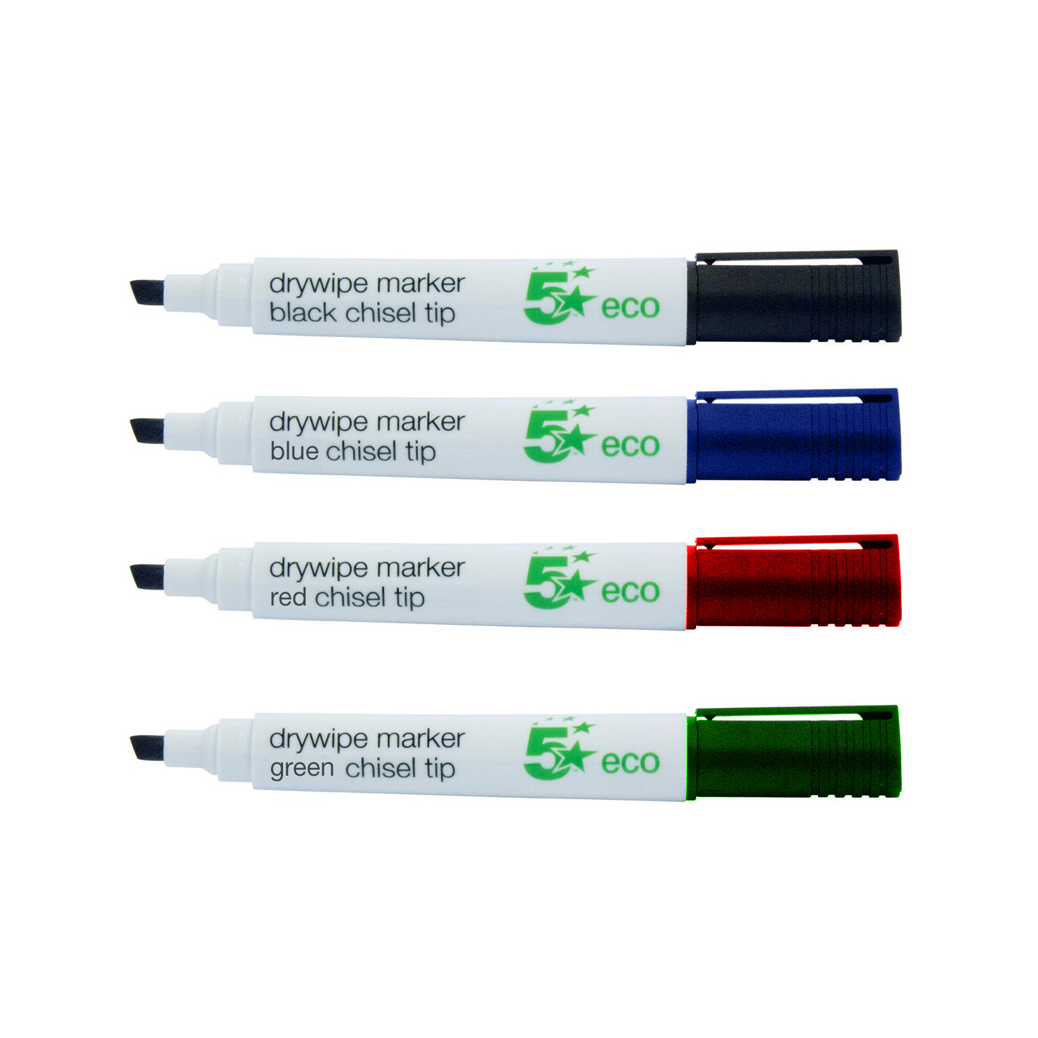 5+Star+Drywipe+Marker+Chlorine-free+Chisel+Tip+2-5mm+Line+Assorted+%28Pack+of+4%29