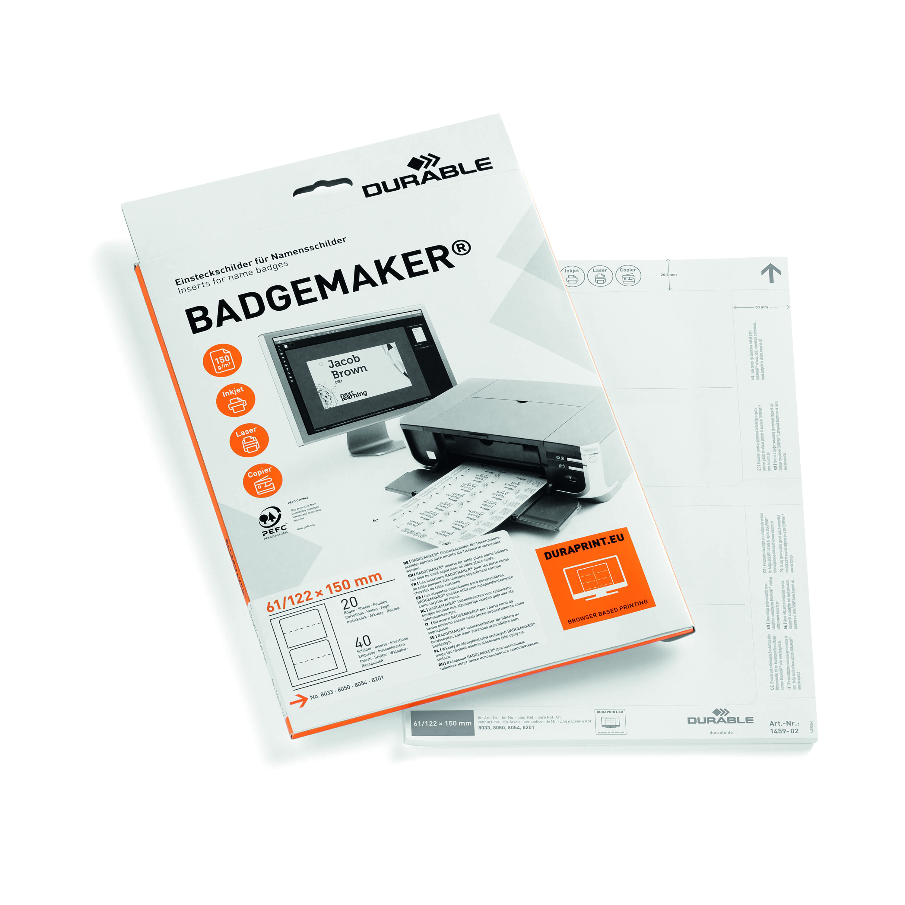 Durable+Badgemaker+Insert+Sheets+61x150mm+%28Pack+of+40%29+1459%2F02