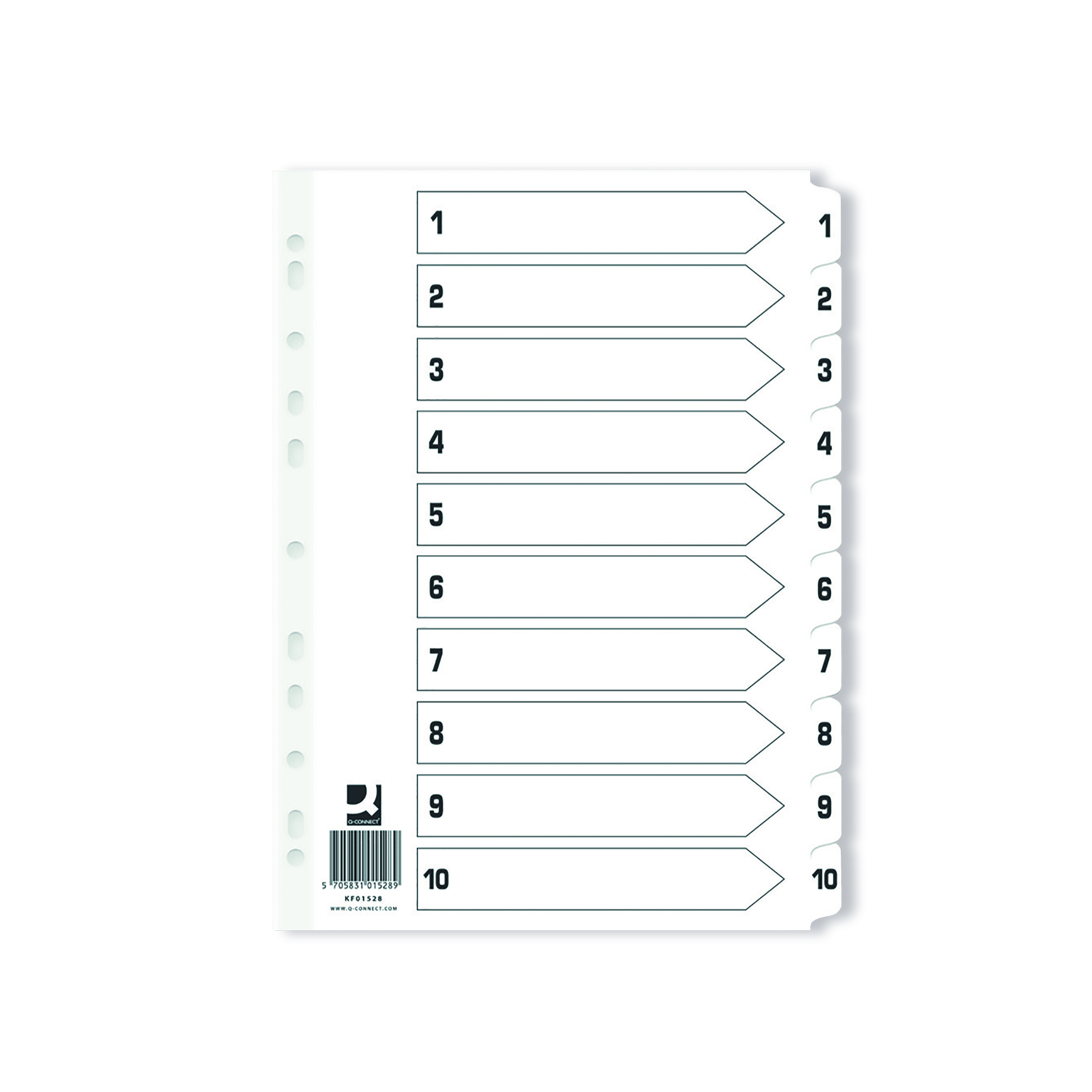 Q-Connect+Index+1-10+Board+Reinforced+White+%2825+Pack%29+KF01528Q