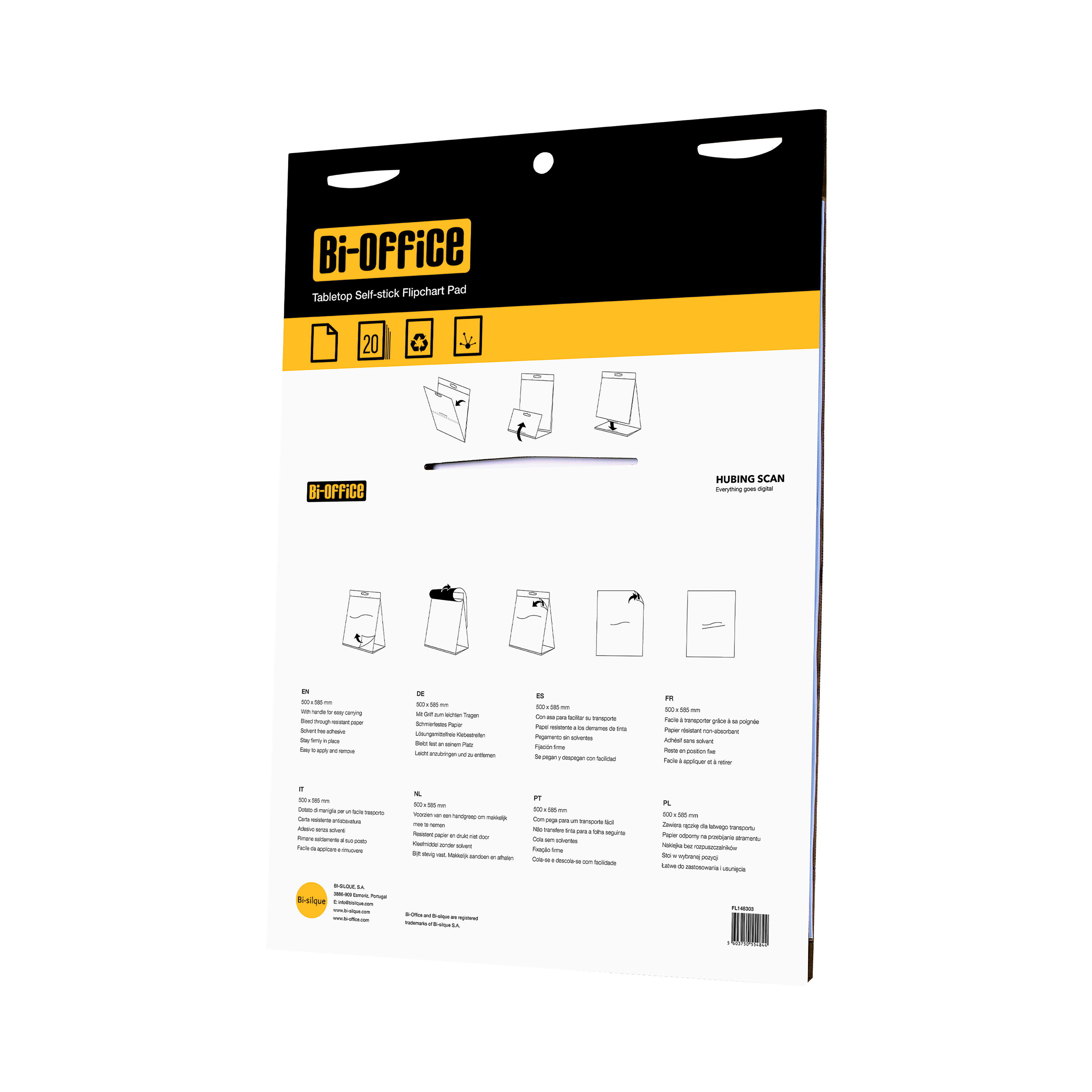 Bi-Office+Table+Top+Self-Stick+Flipchart+Pad+585x500mm+20+Sheet+White+FL148303