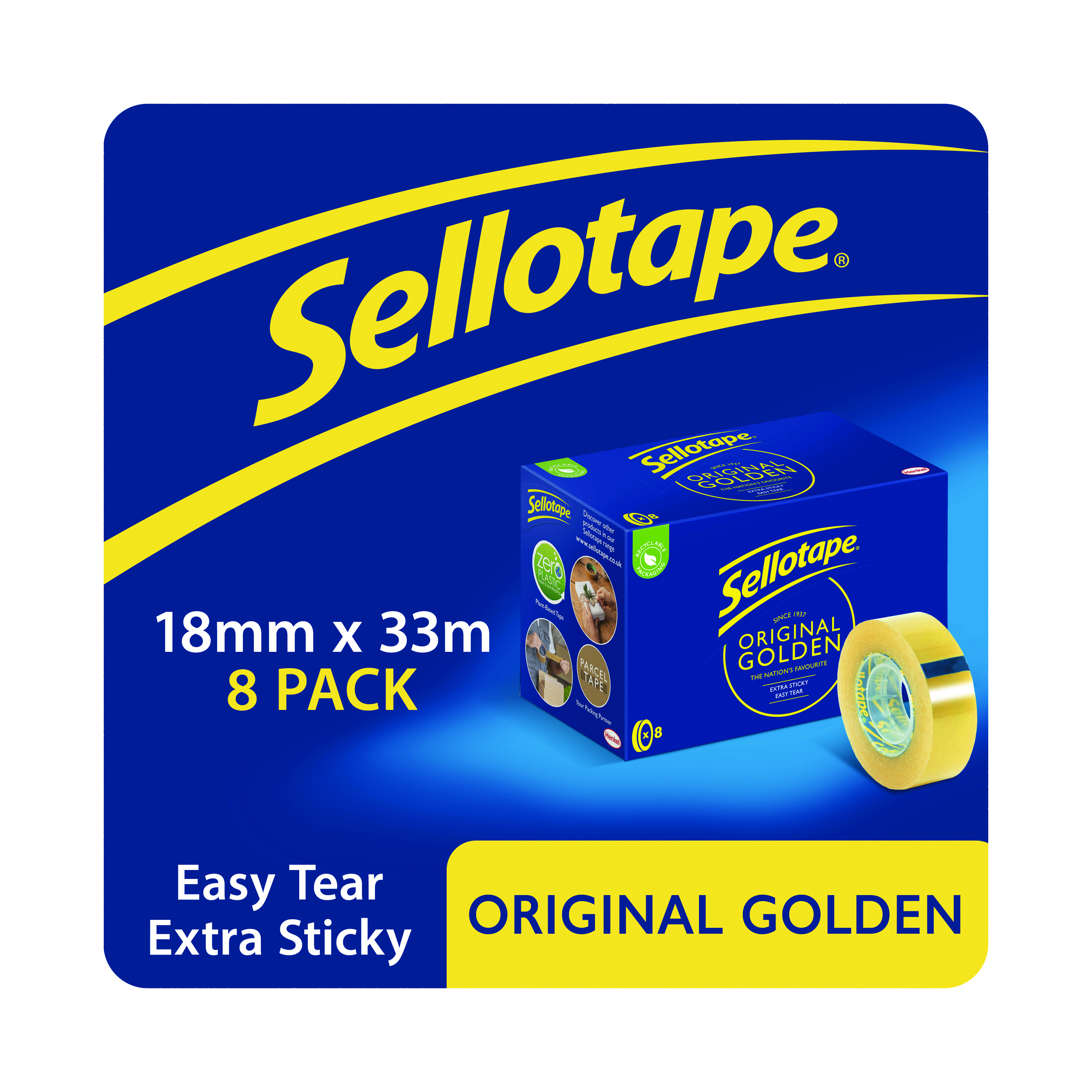 Sellotape+Original+Golden+Tape+18mmx33m+%288+Pack%29+1443251