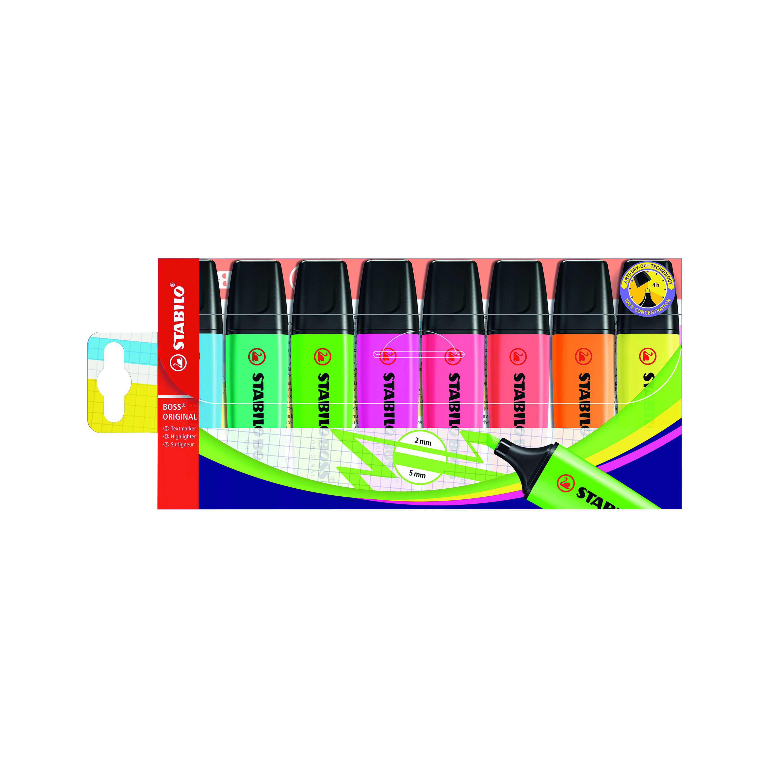 Stabilo+Boss+Original+Highlighter+Pens+Wallet+Assorted+%28Pack+of+8%29+70%2F8