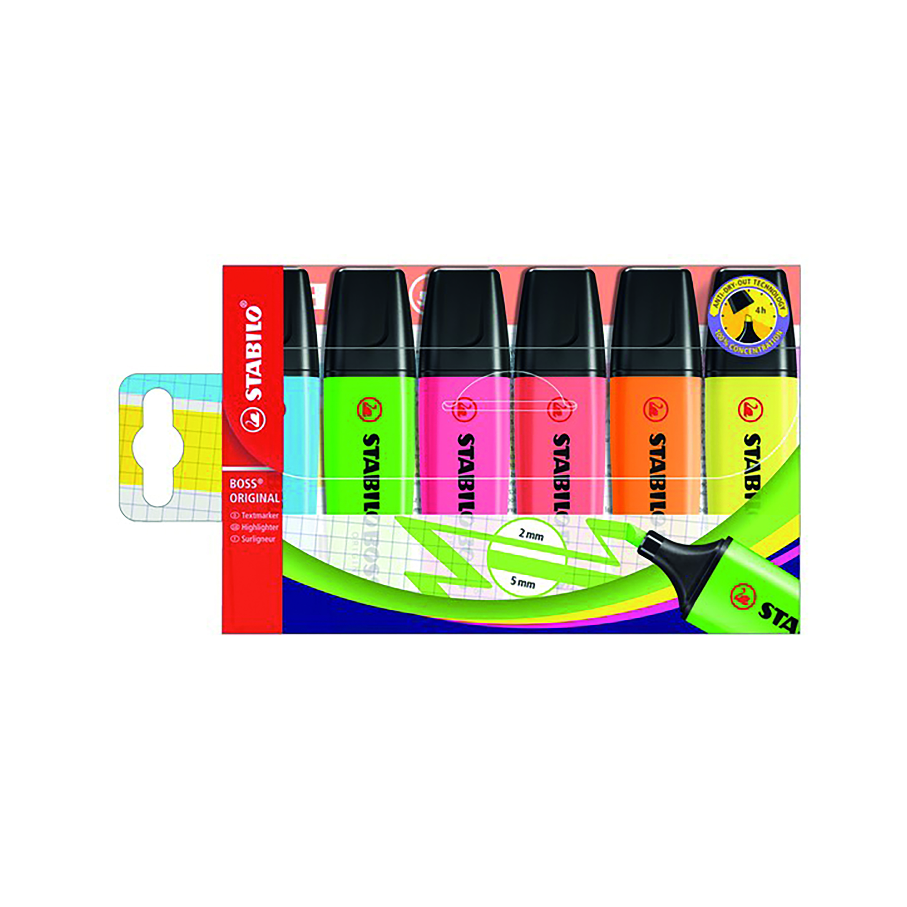 Stabilo+Boss+Original+Highlighter+Wallet+Assorted+%28Pack+of+6%29+70%2F6