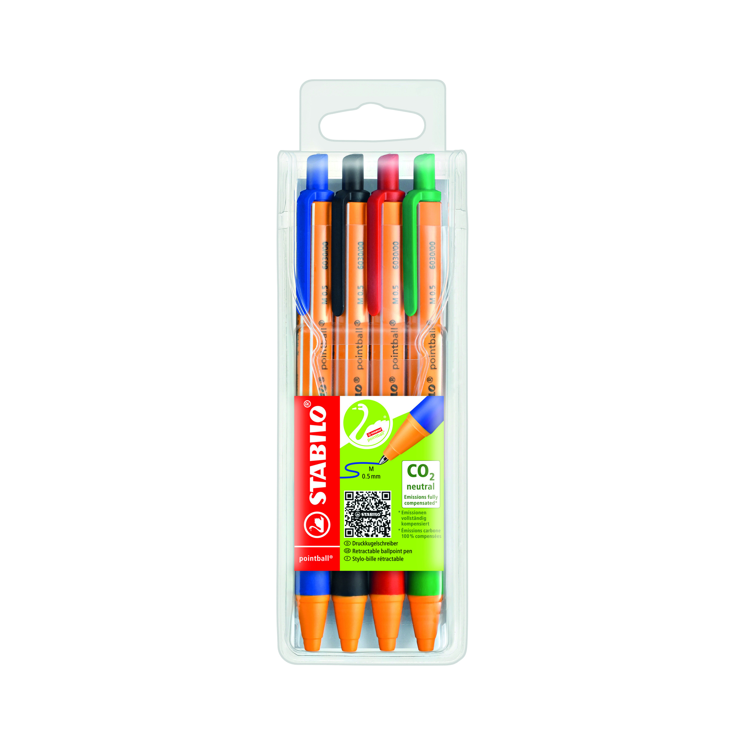 Stabilo+Pointball+Retractable+Ball+Pen+Assorted+%28Pack+of+4%29+6030%2F4