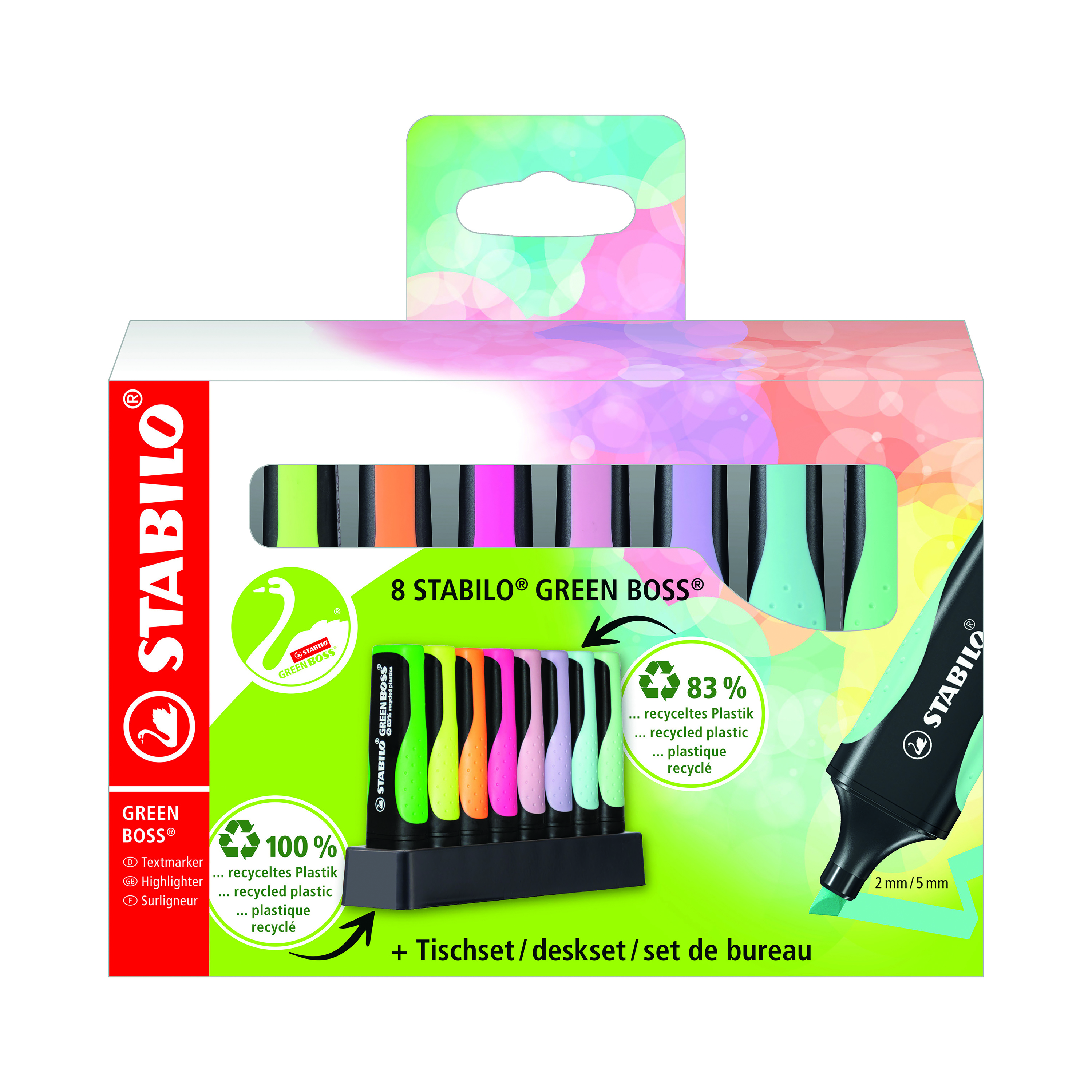 Stabilo+Green+Boss+Highlighter+Desk+Set+Assorted+%28Pack+of+8%29+6070%2F08-5