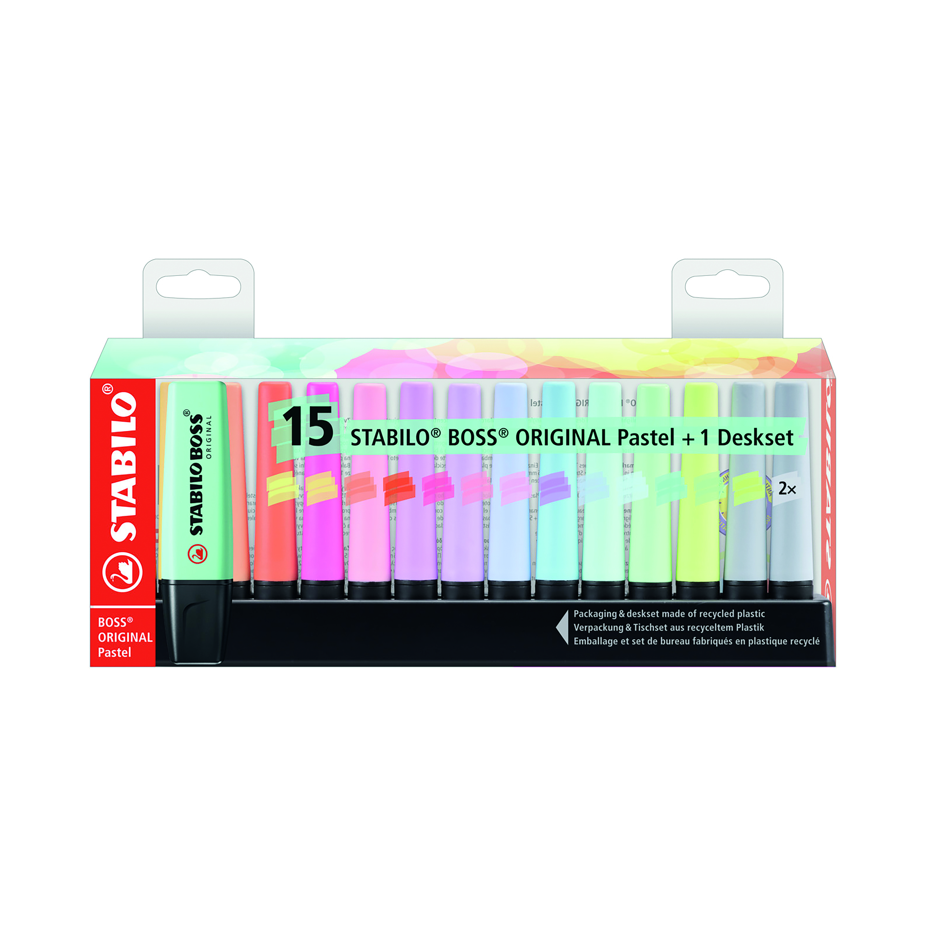 Stabilo+Boss+Original+Highlighters+Desk+Set+Pastel+%28Pack+of+15%29+7015-02-5