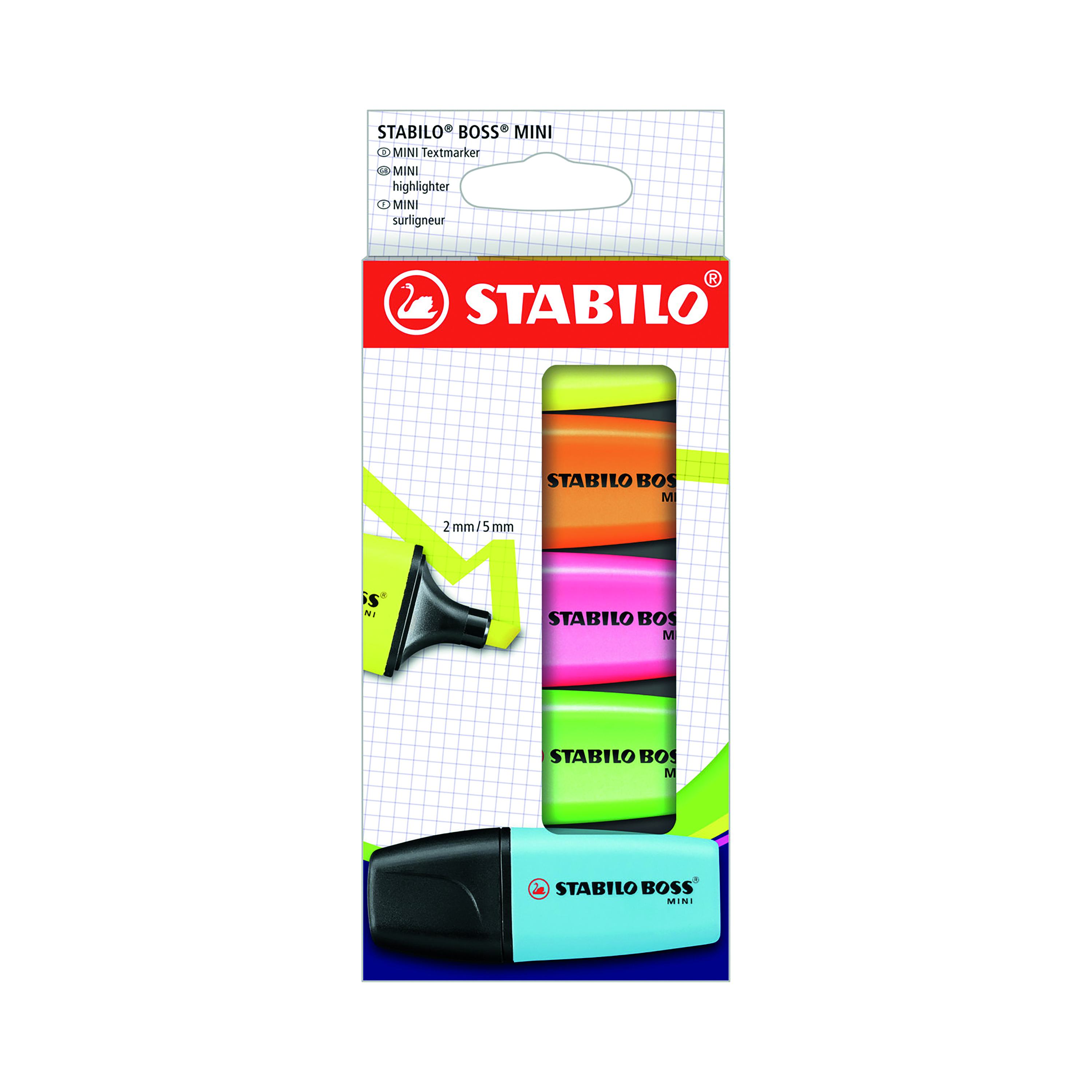 Stabilo+Boss+Mini+Highlighters+Card+Wallet+Assorted+%28Pack+of+5%29+07%2F5-2-01