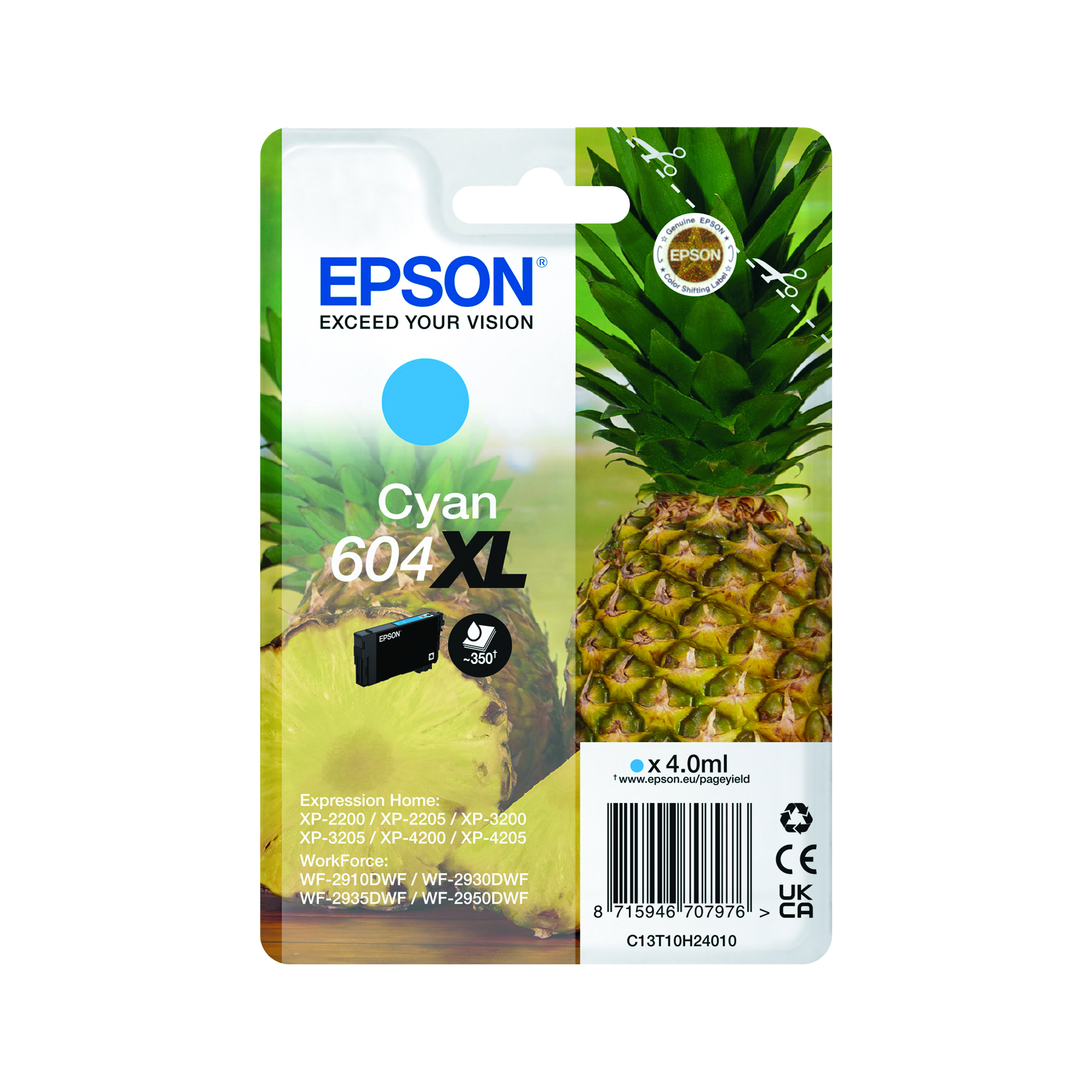 Epson+604XL+Pineapple+Ink+Cartridge+High+Yield+Cyan+C13T10H24010
