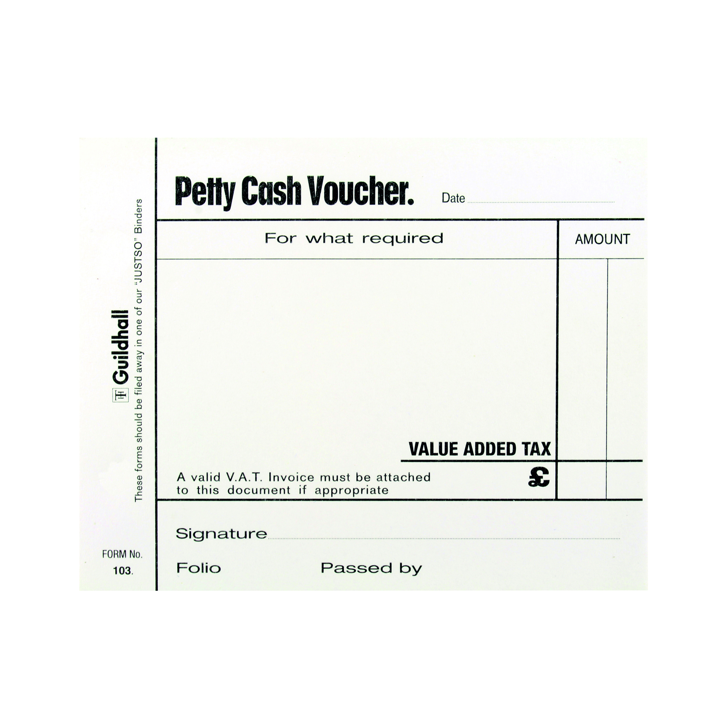 Exacompta+Guildhall+Petty+Cash+Pad+100+Leaves+127x102mm+White+%28Pack+of+5%29+103+1569