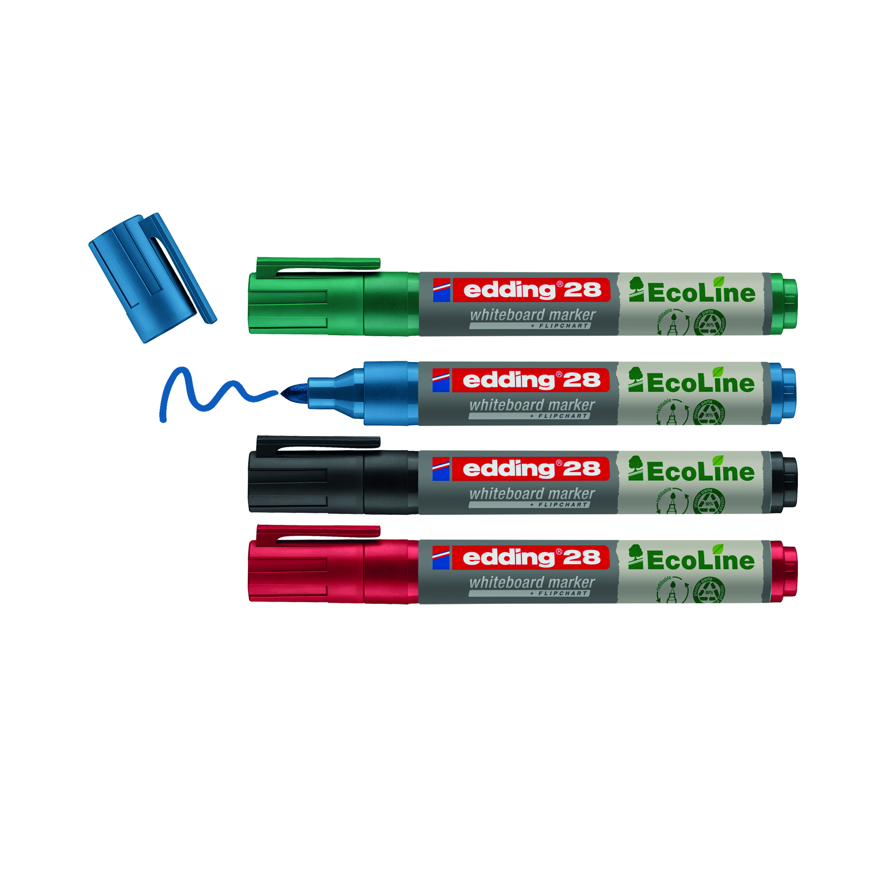 Edding+e-28%2F4+S+EcoLine+Whiteboard+Marker+A5+Assorted+%28Pack+of+4%29+4-28-4