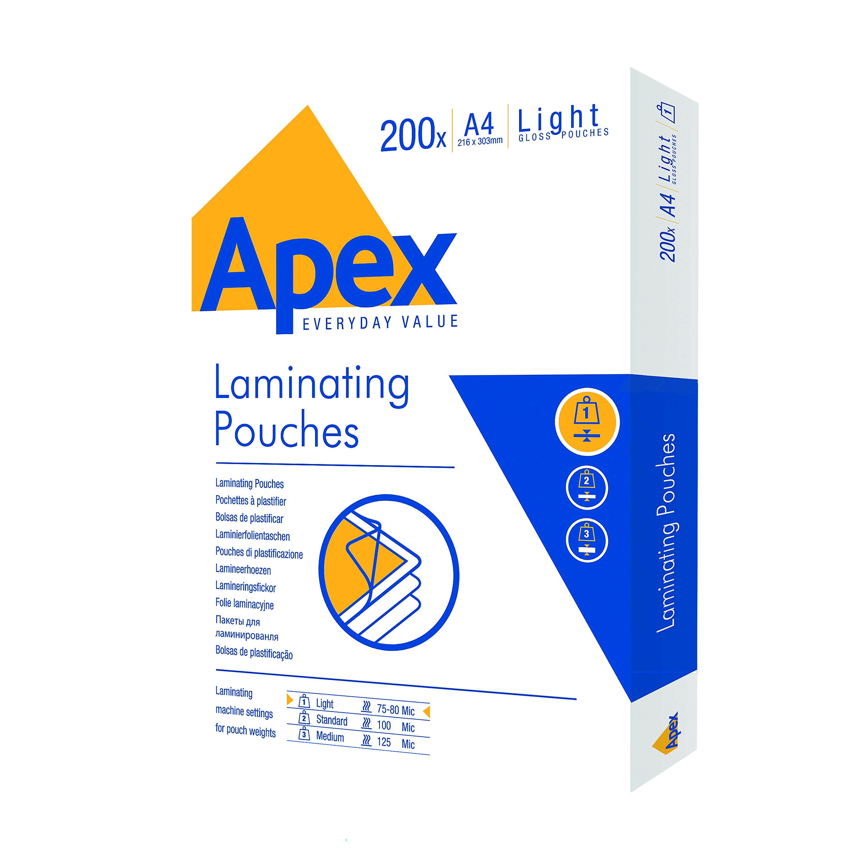 Fellowes+Apex+Light+Duty+Laminating+Pouch+A4+%28Pack+of+200%29+6005301