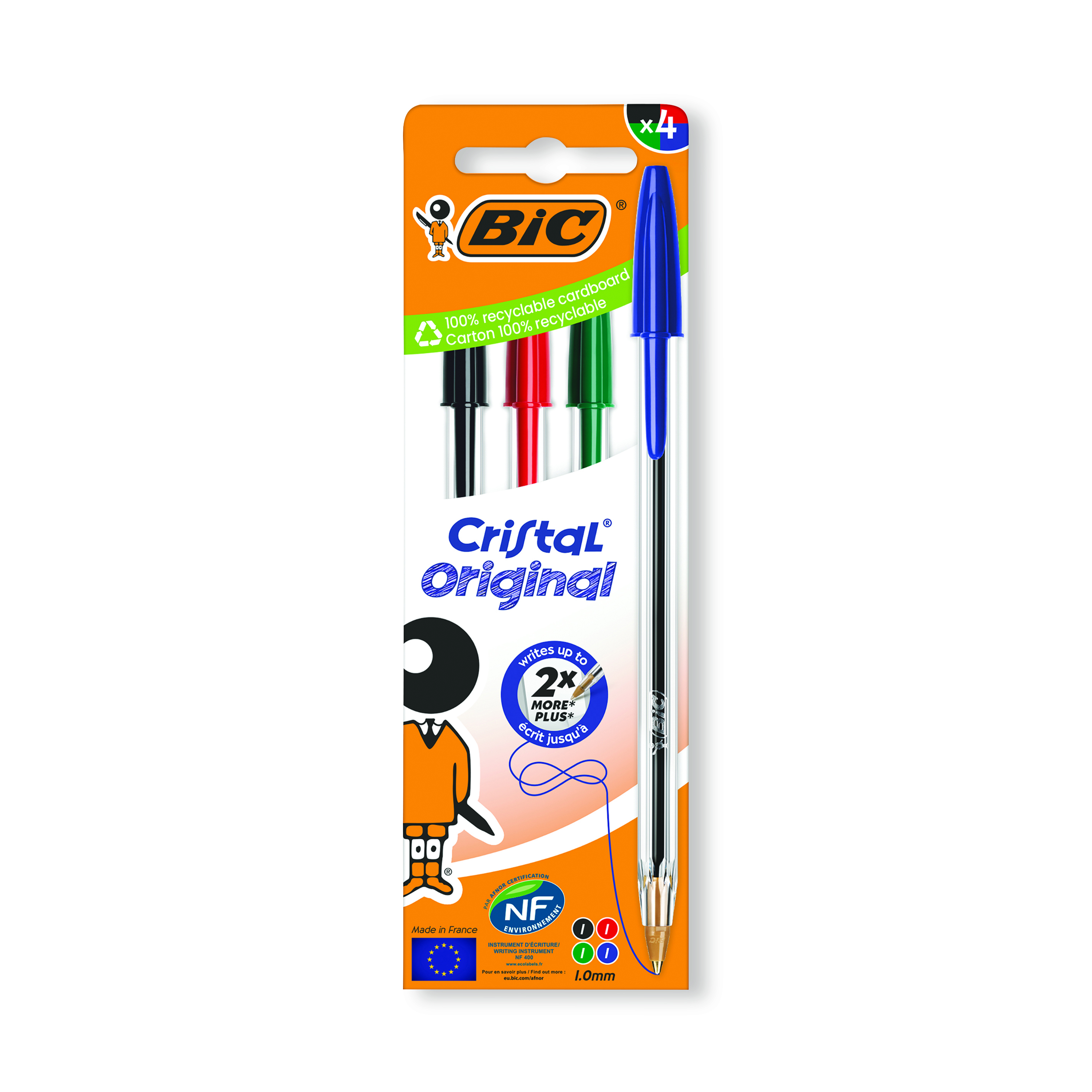 Bic+Cristal+Ballpoint+Pen+Medium+Assorted+%28Pack+of+4%29+516834