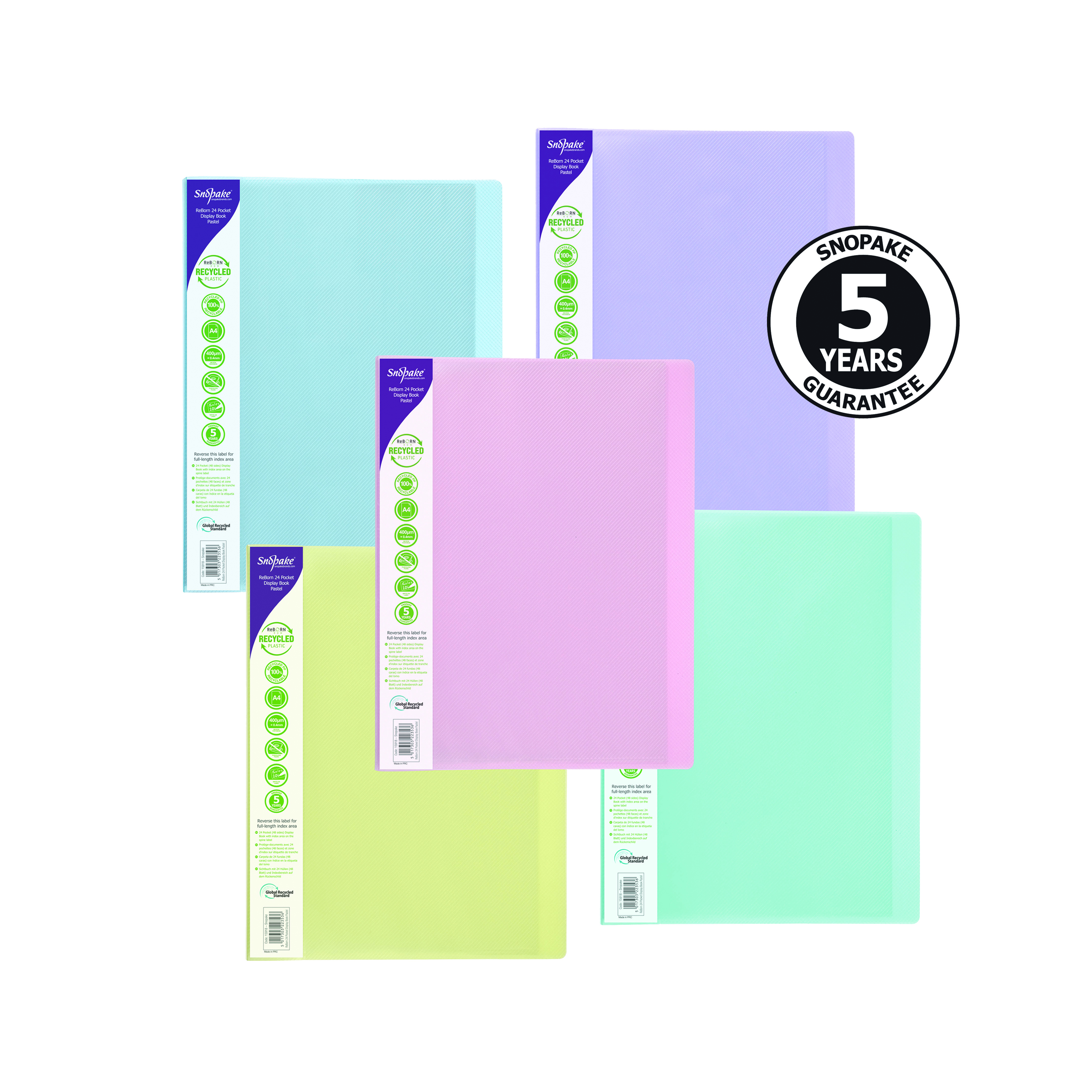 Reborn+Display+Book+24+Pocket+A4+Assorted+%28Pack+of+5%29+15920
