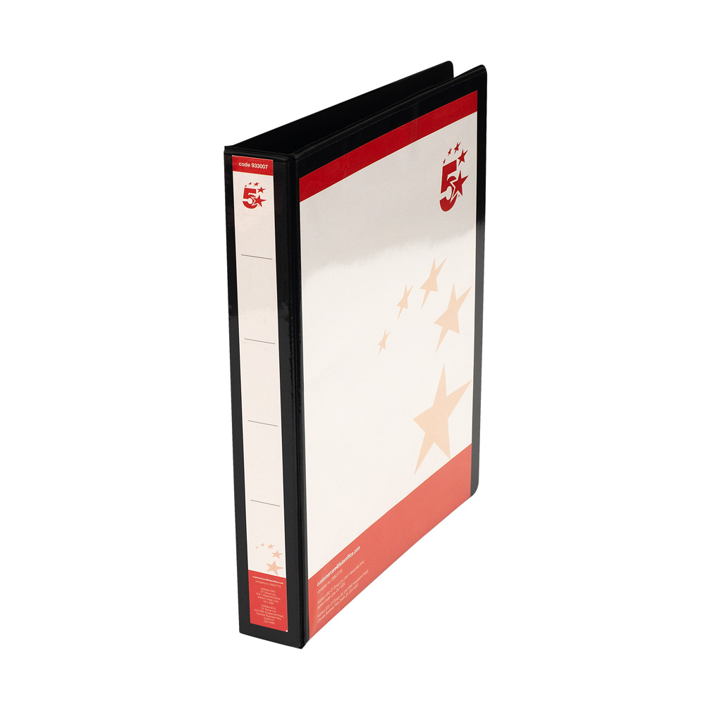 5+Star+Office+A4+Presentation+Ring+Binder+Polypropylene+25mm+4D-Ring+Black+%28Pack+of+10%29