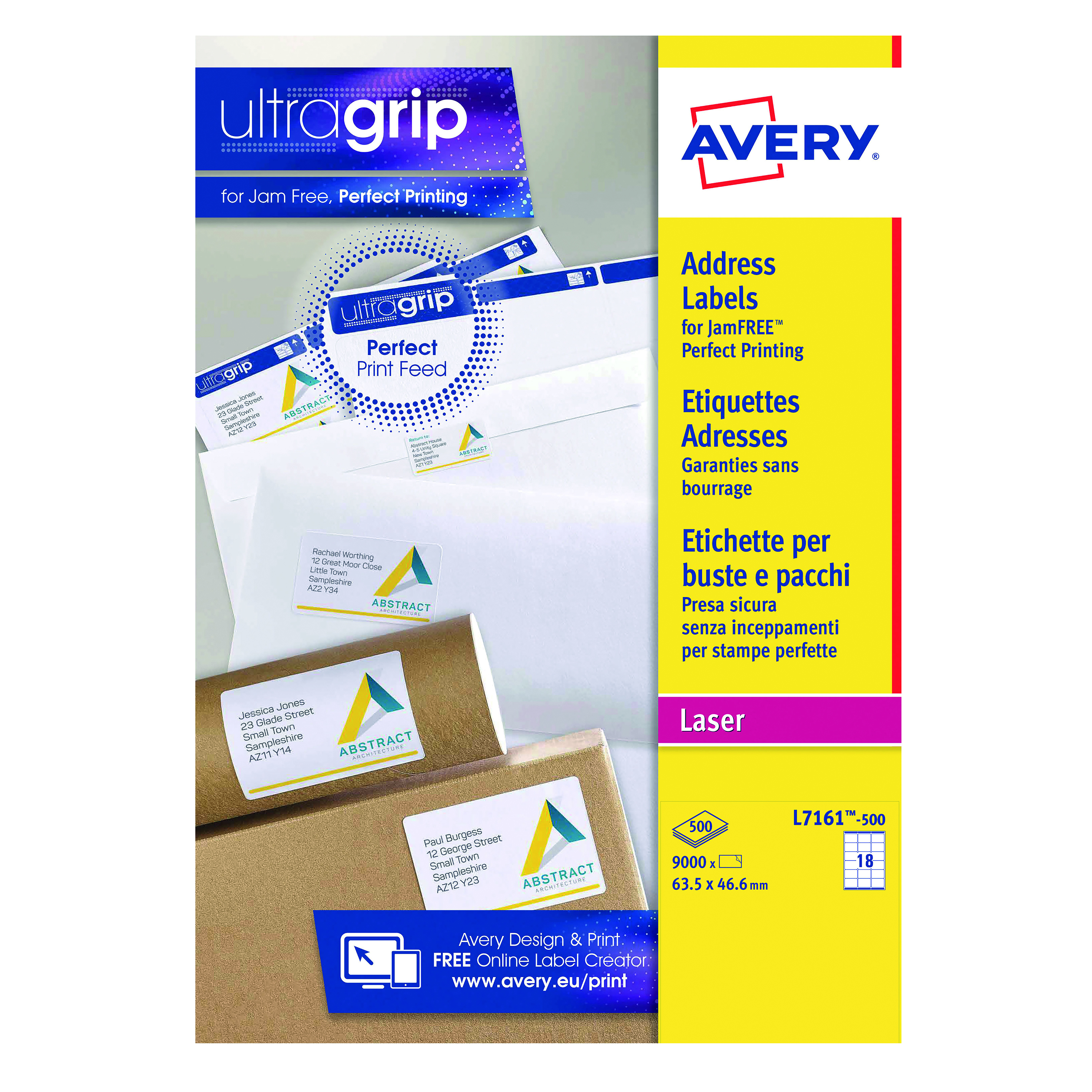 Avery+Ultragrip+Laser+Labels+63.5x46.6mm+White+%28Pack+of+9000%29+L7161-500