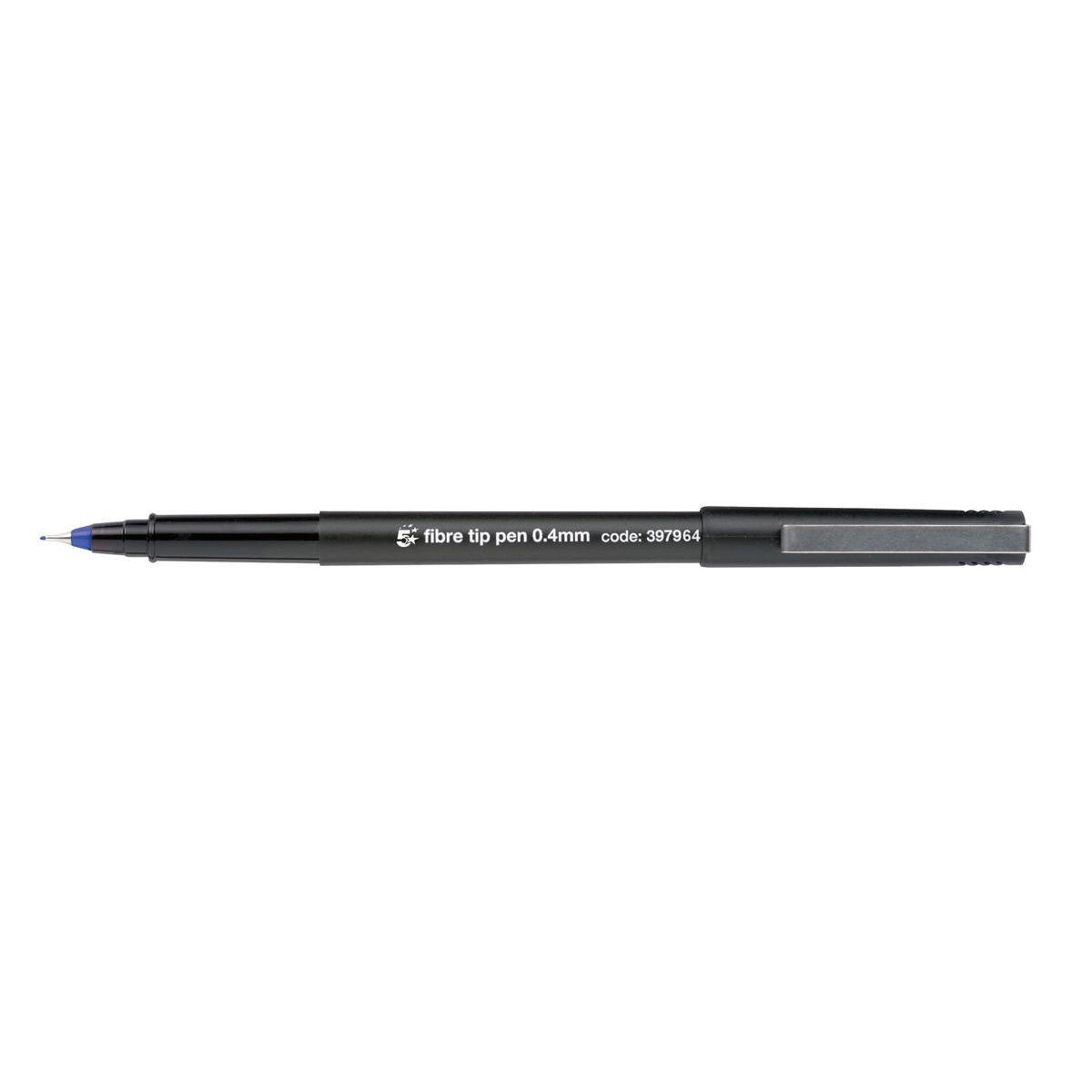 5+Star+Office+Fibre+Tip+Pen+Medium+0.7mm+Tip+0.4mm+Line+Blue+%28Pack+of+12%29