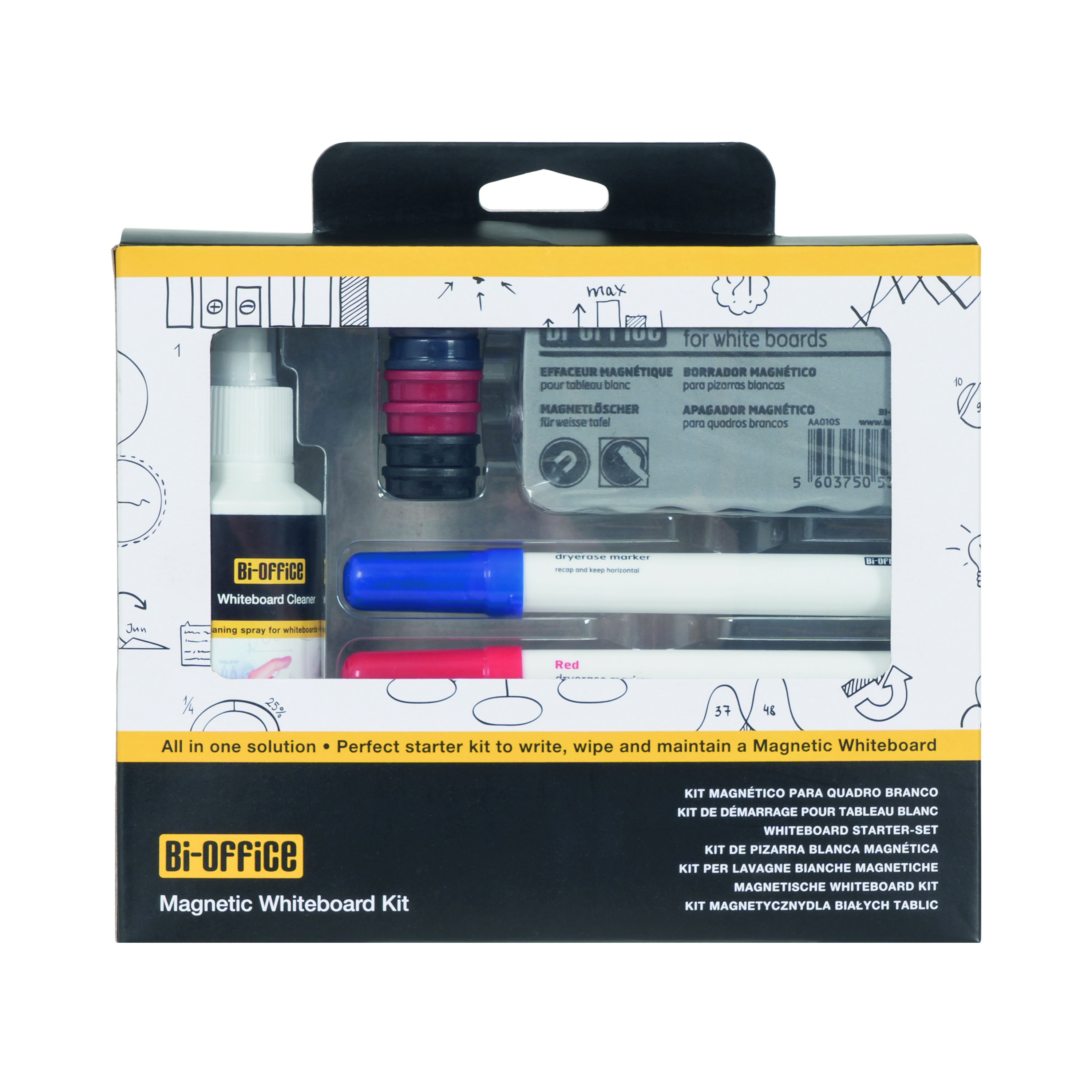 Bi-Office+Drywipe+Magnetic+Whiteboard+Kit+KT1010