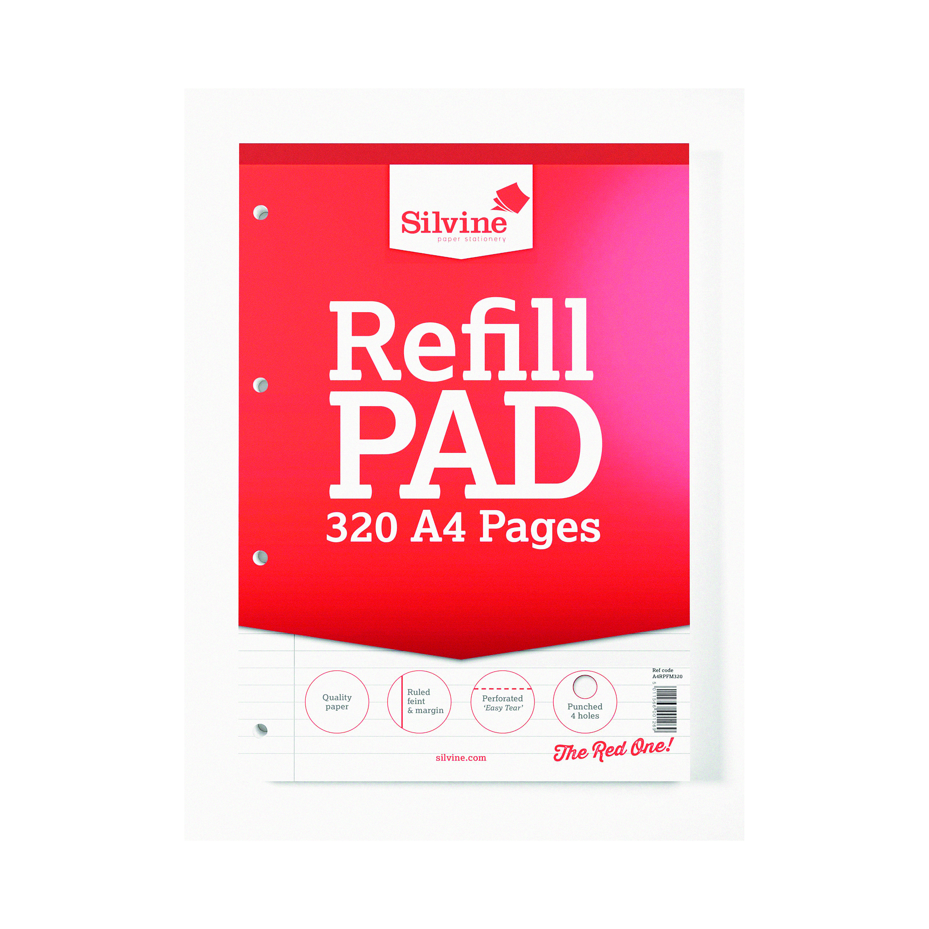 Silvine+Refill+Pad+320+Pages+Ruled+with+Margin+Perforated+Punched+4+Holes+A4+%28Pack+of+3%29+A4RPFM320