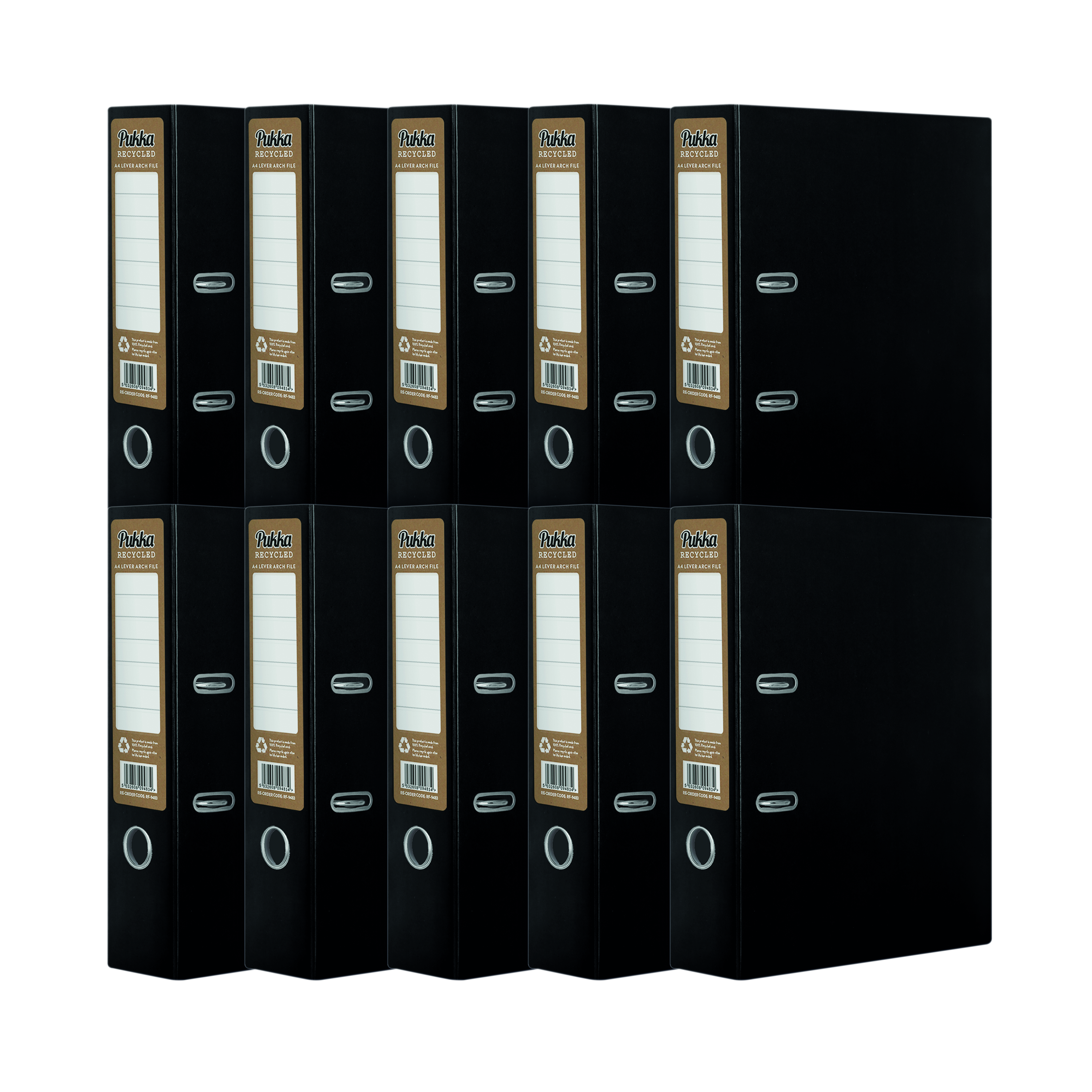 Pukka+Recycled+Lever+Arch+A4+Black+%2810+Pack%29+RF-9482