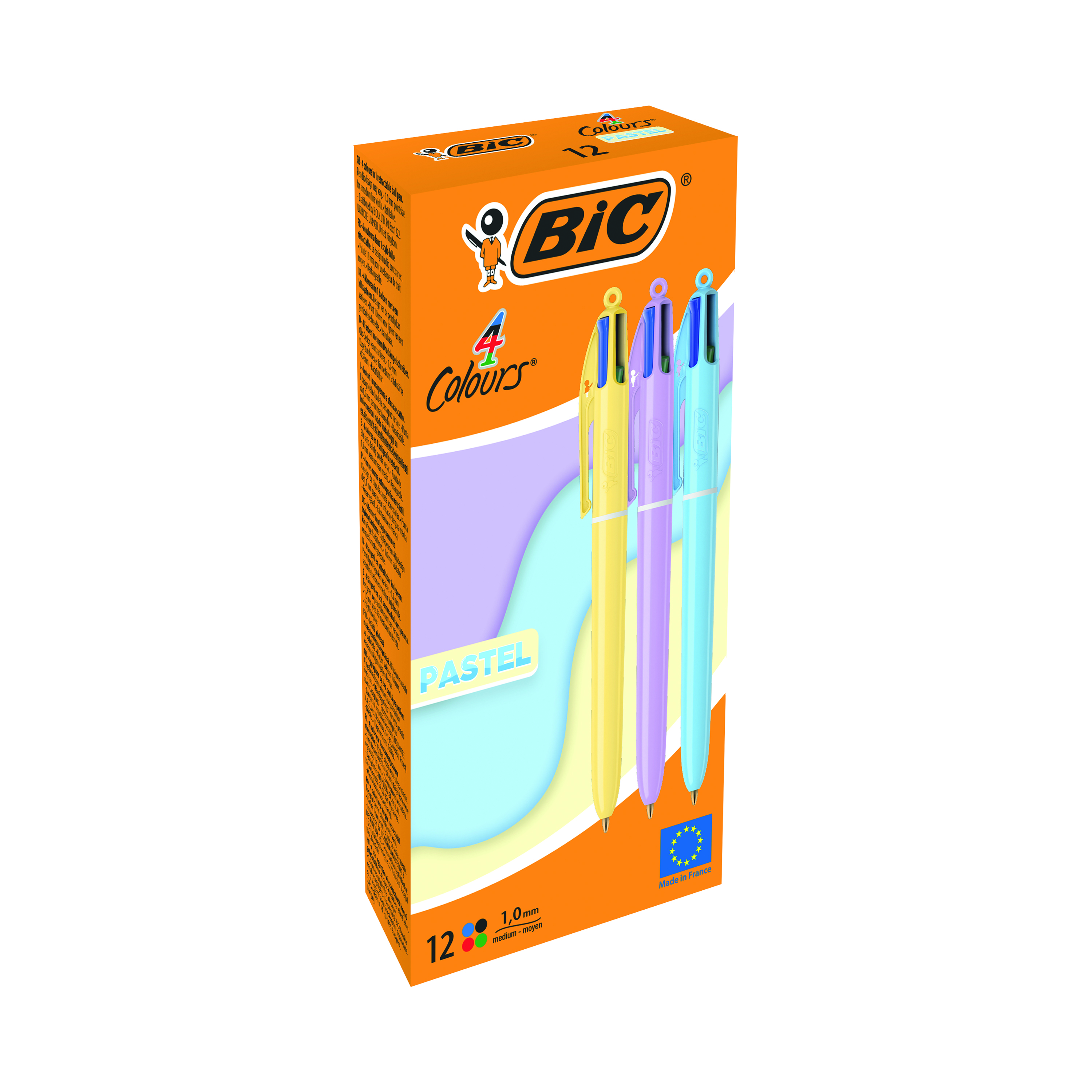Bic+4+Colours+Ballpoint+Pen+Pastel+Barrel+Medium+%28Pack+of+12%29+517320